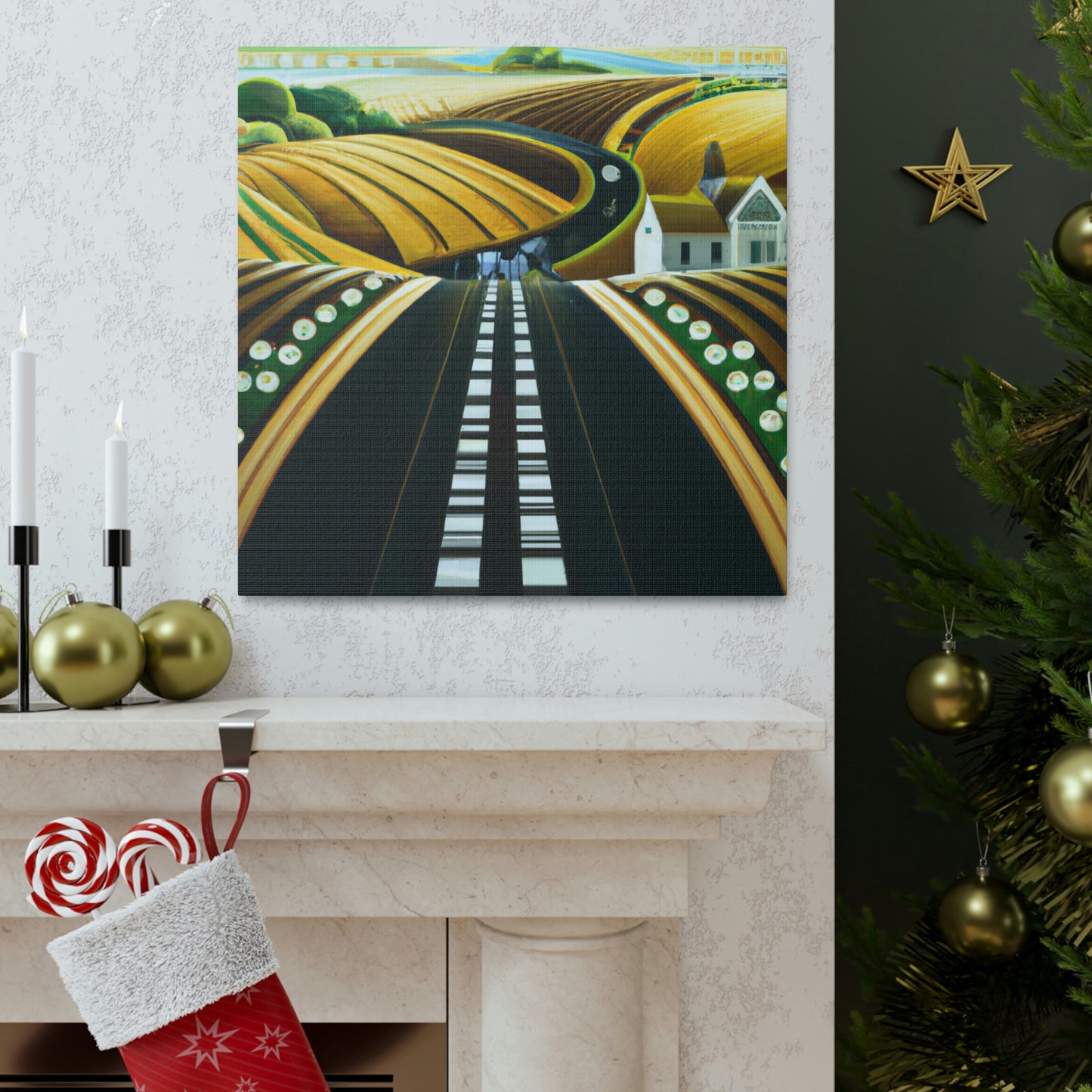 "Country Road in Art Deco" - Canvas