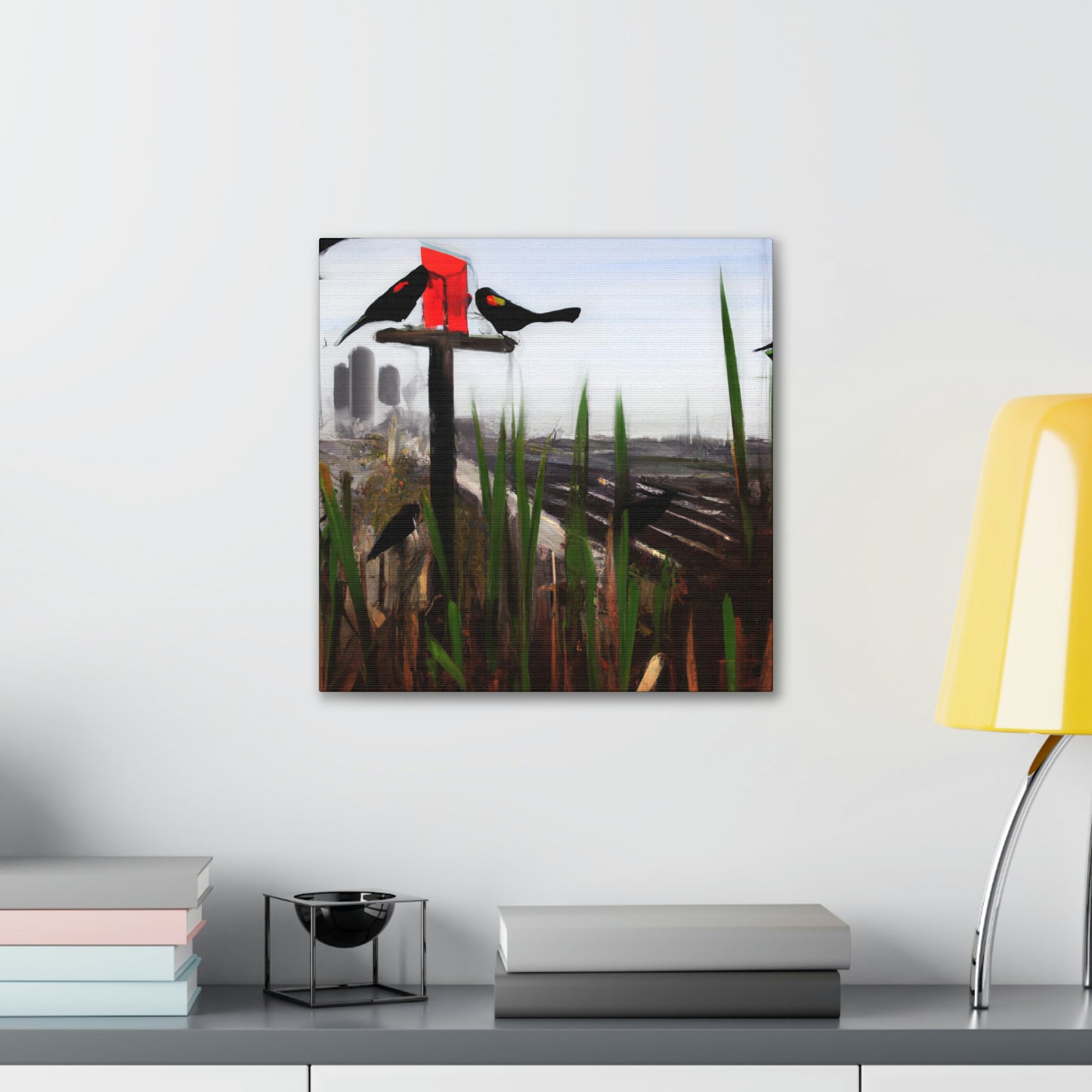 "Red-Winged Art Deco" - Canvas