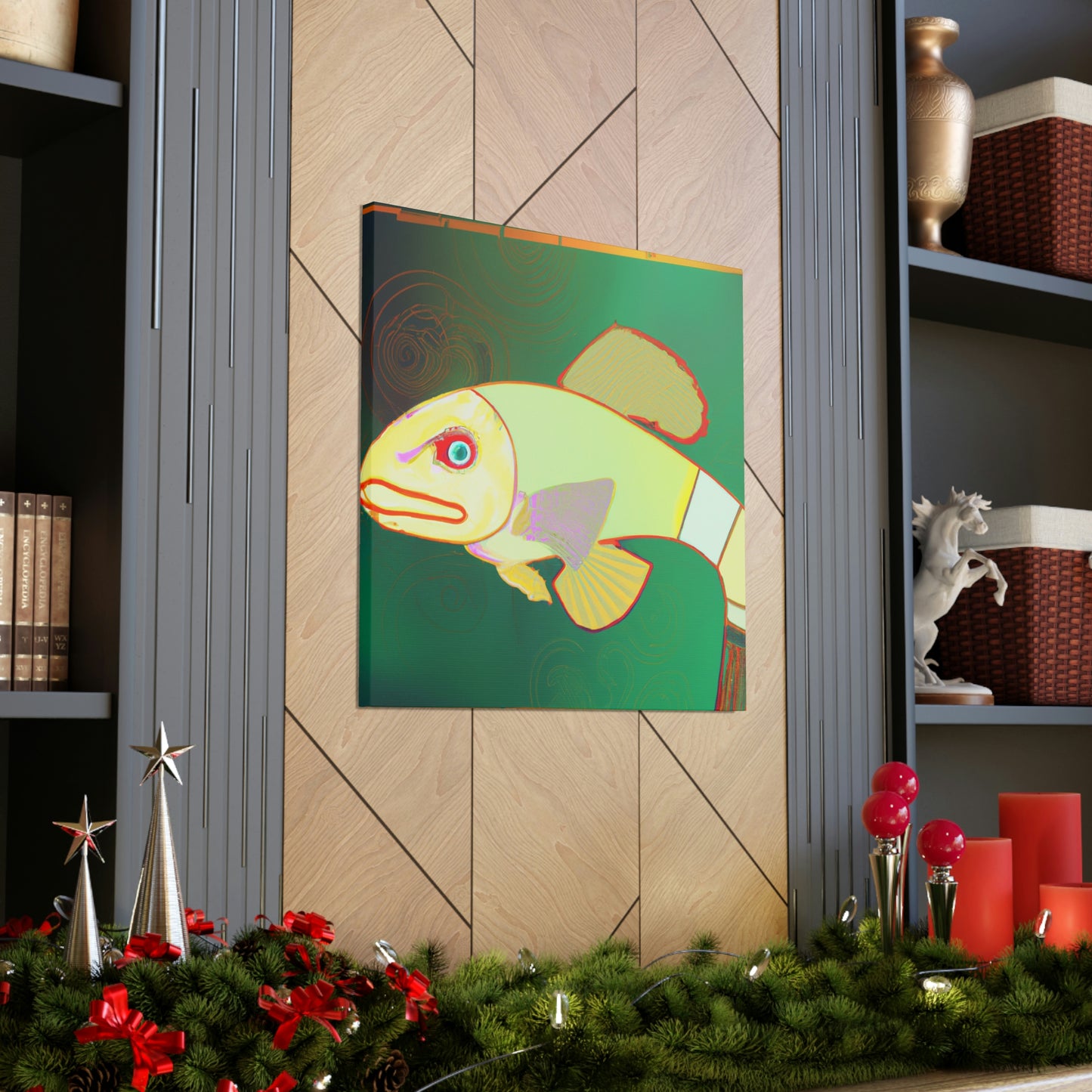 "Glittering Art Deco Killifish" - Canvas