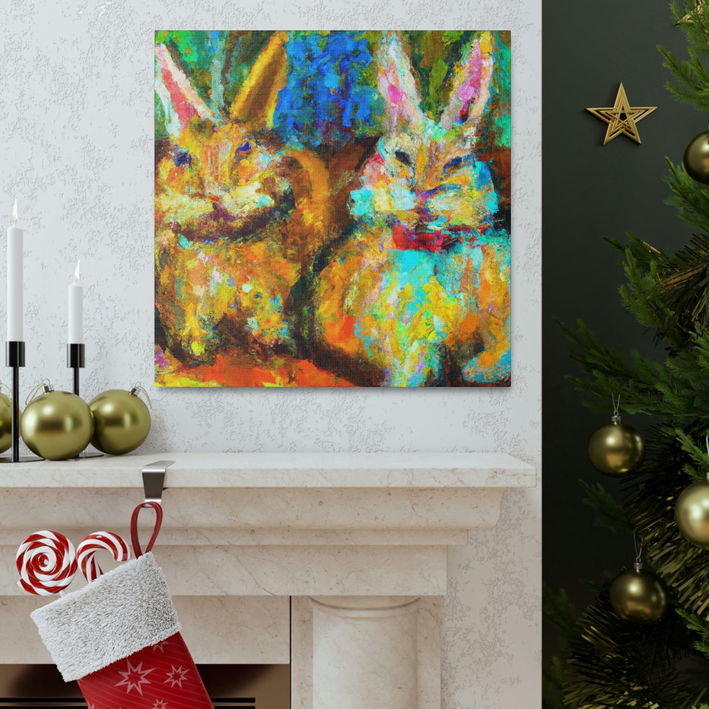 Rabbits in Springtime - Canvas