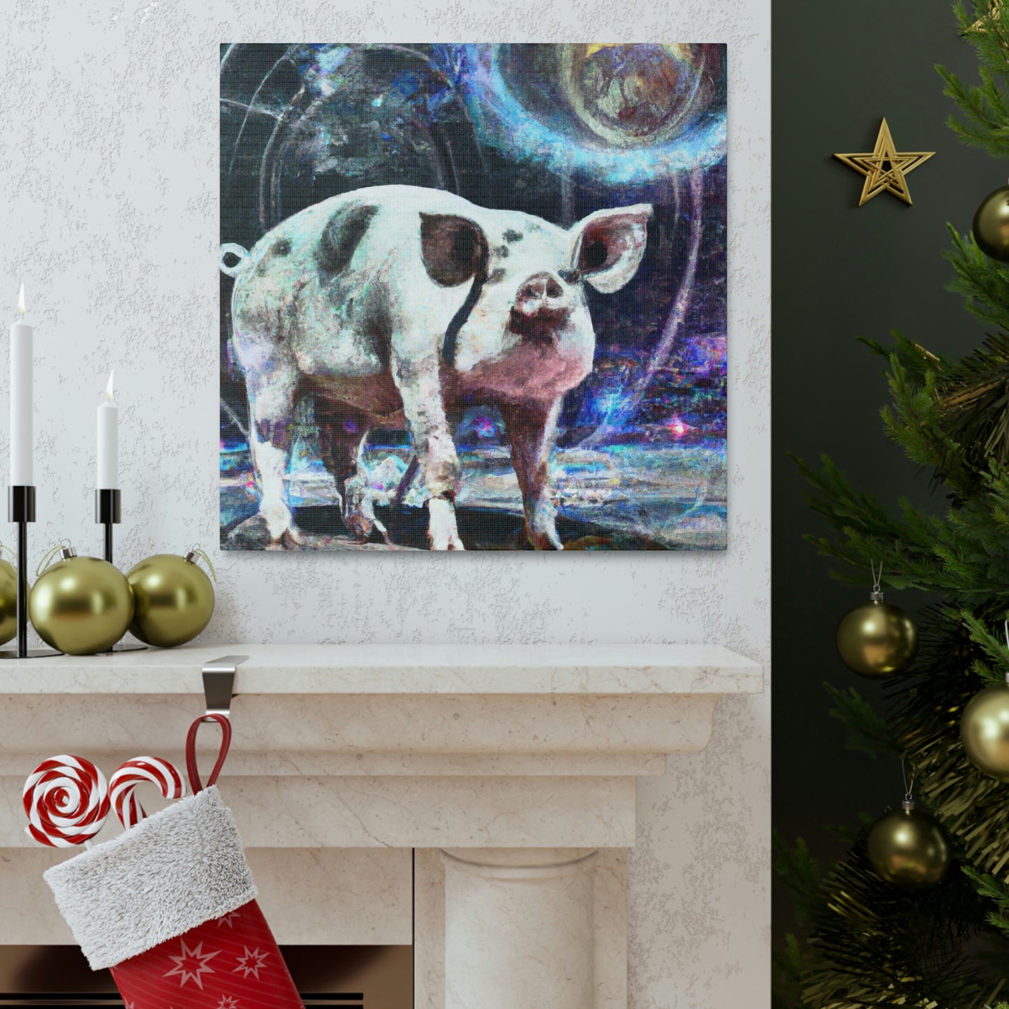 "Pot-Bellied Pig Dreamscape" - Canvas