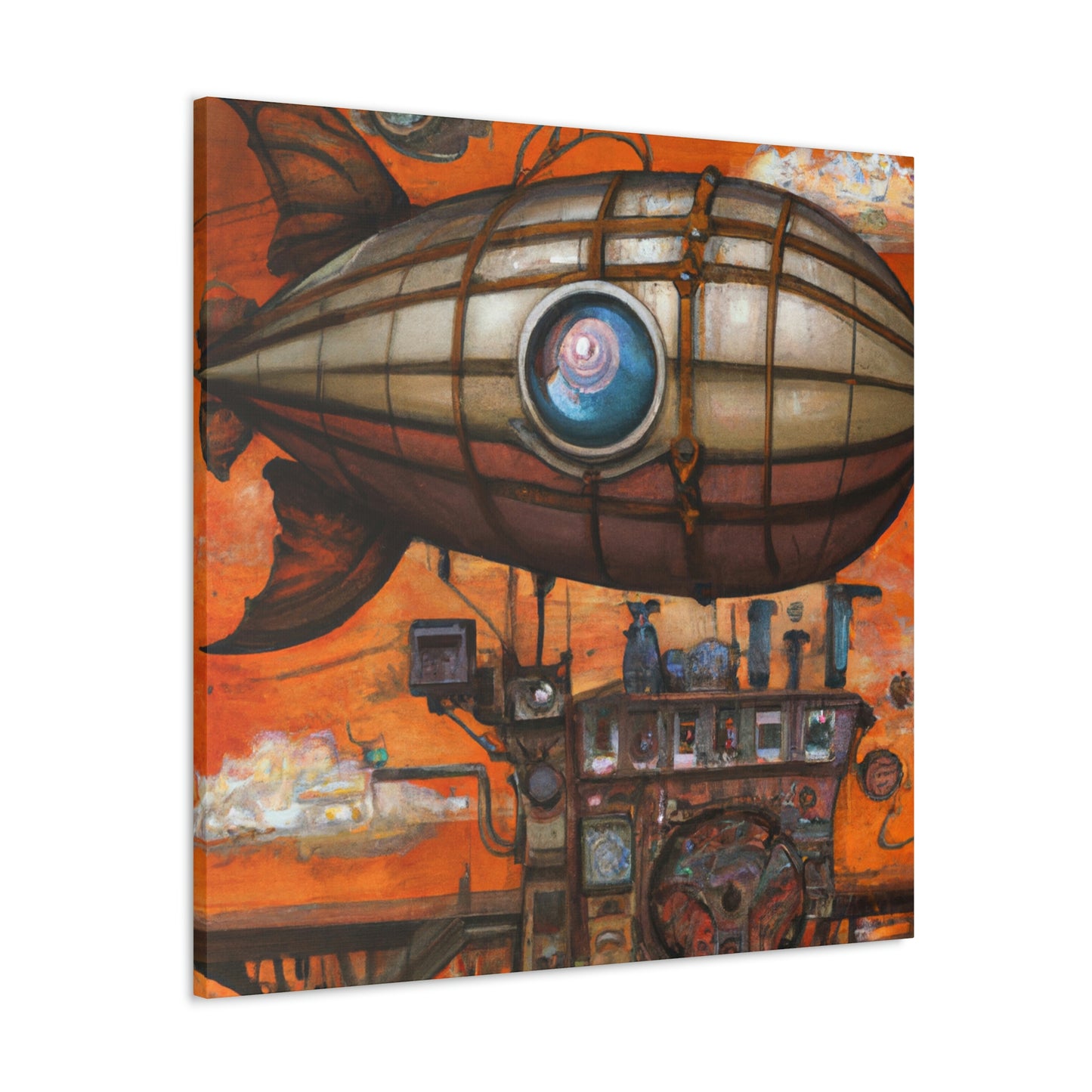 "Steampunk Blimp Descends" - Canvas