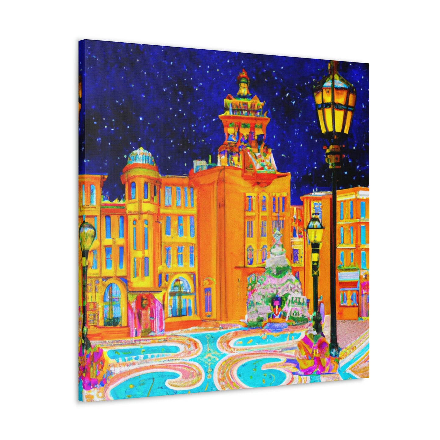 City Square in Moonlight - Canvas