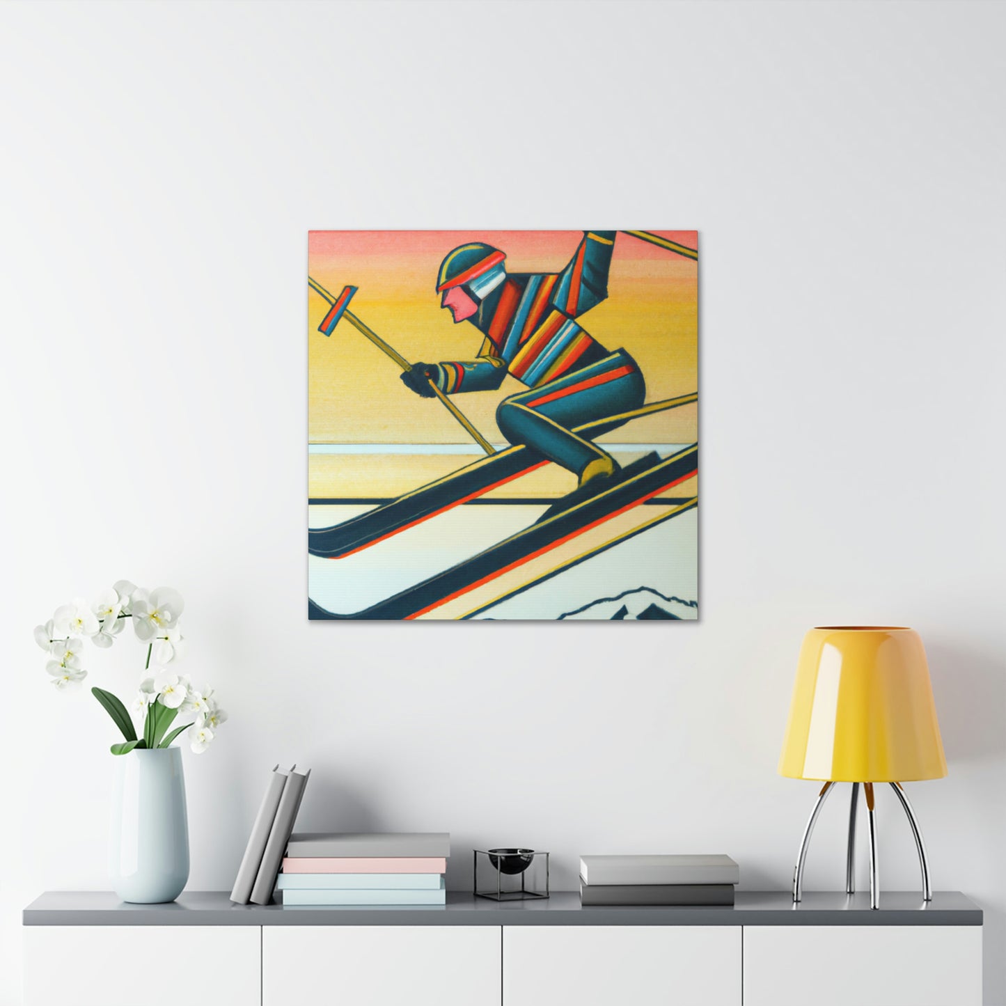 Snowy Art Deco Slopes - Canvas