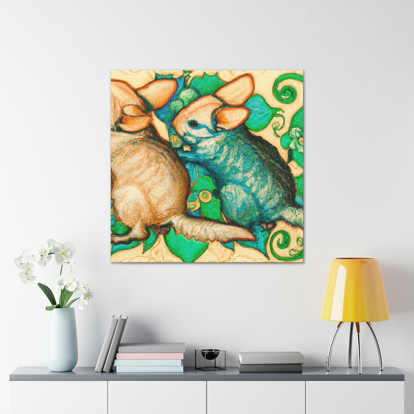 Chinchillas in Bloom - Canvas