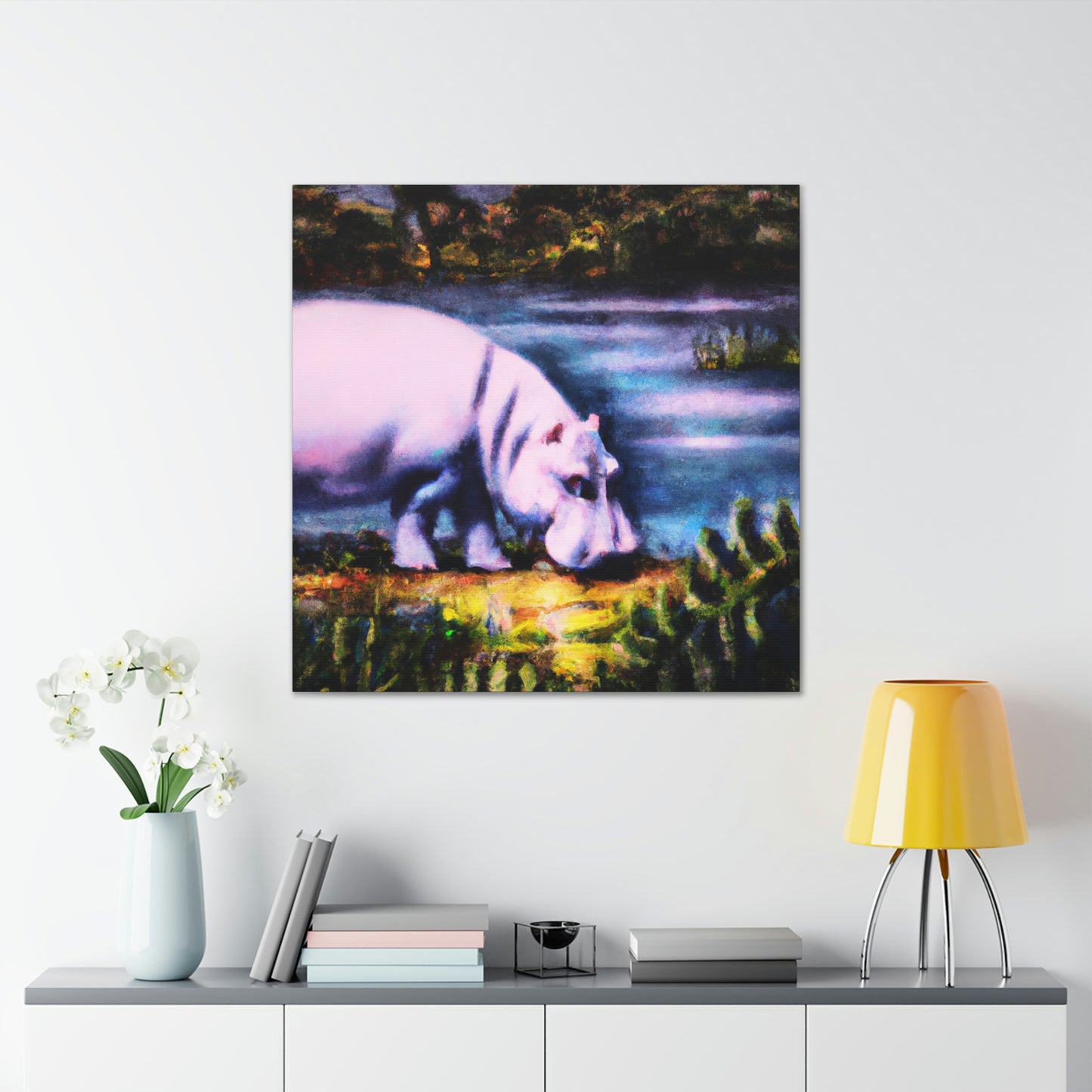 Hippo in Deco Style - Canvas