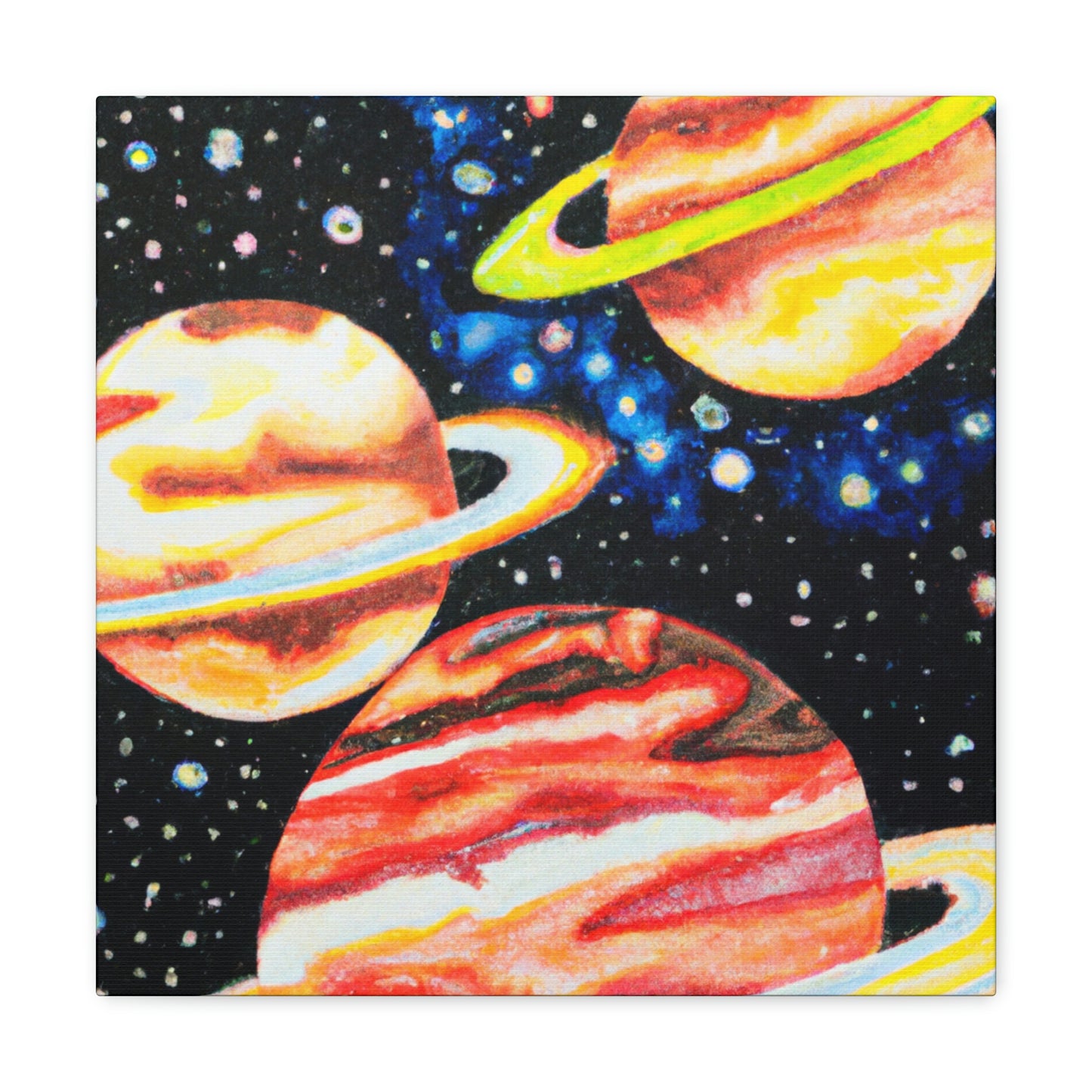 Planets in Pointillism - Canvas