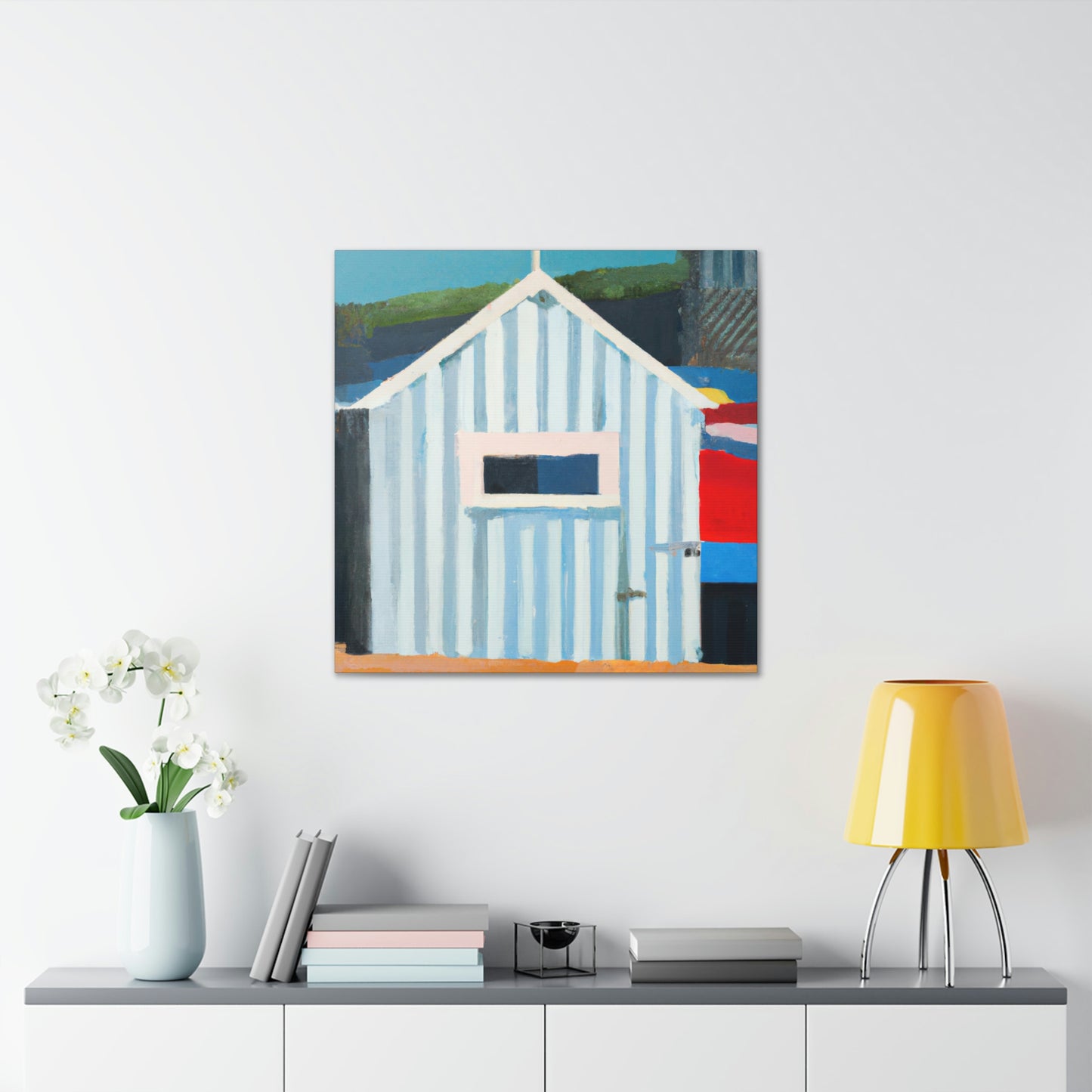 "Beach Hut Majesty 1940s" - Canvas