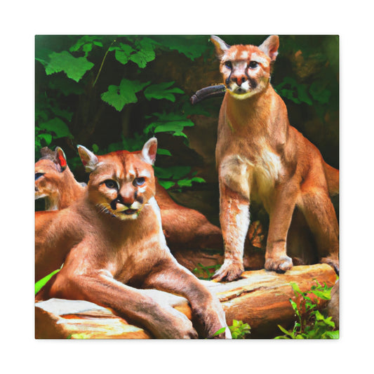 "Cougars Wild in Nature" - Canvas