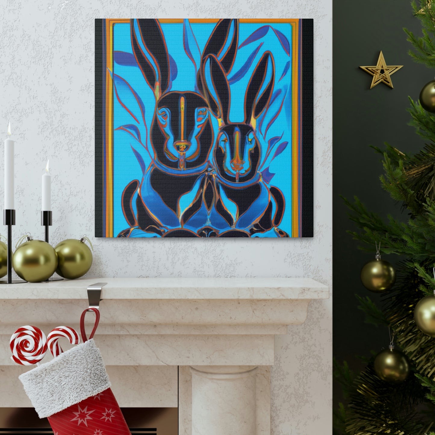 "Rabbits in Deco Land" - Canvas