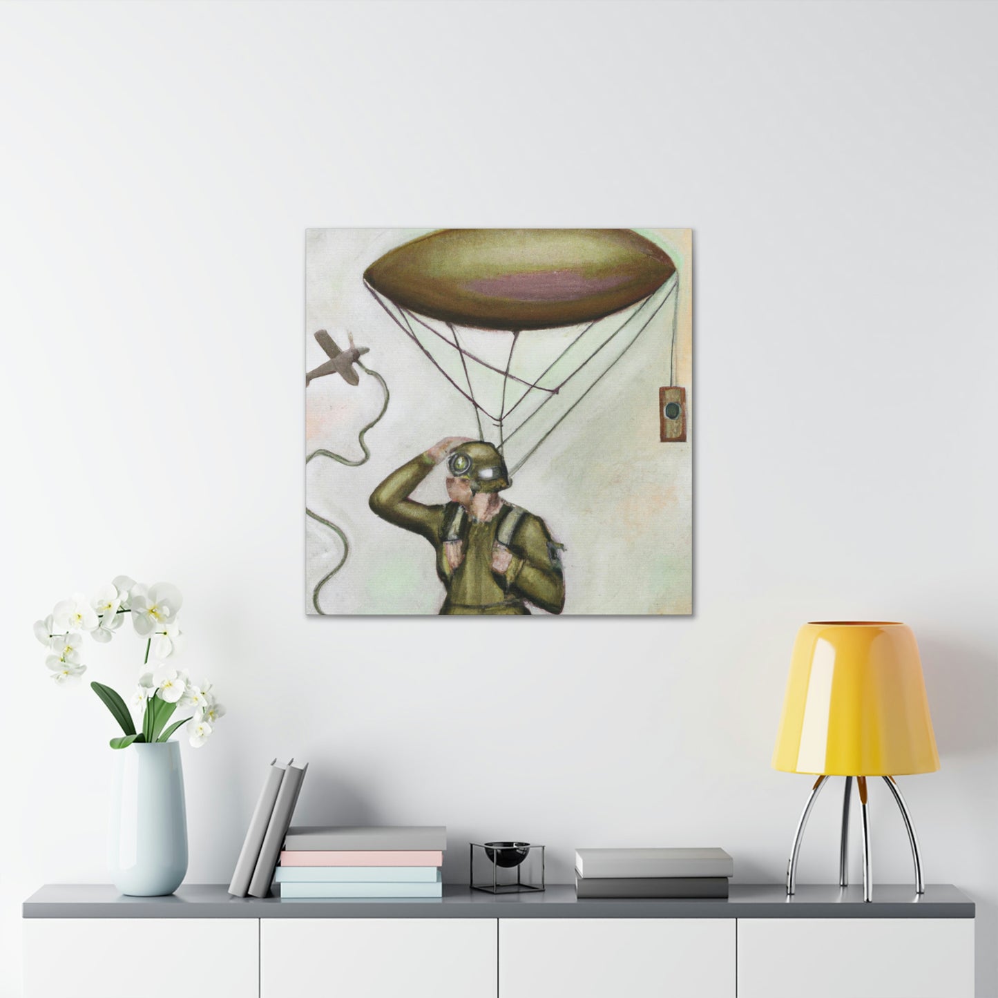 Paratrooper in Moonlight. - Canvas