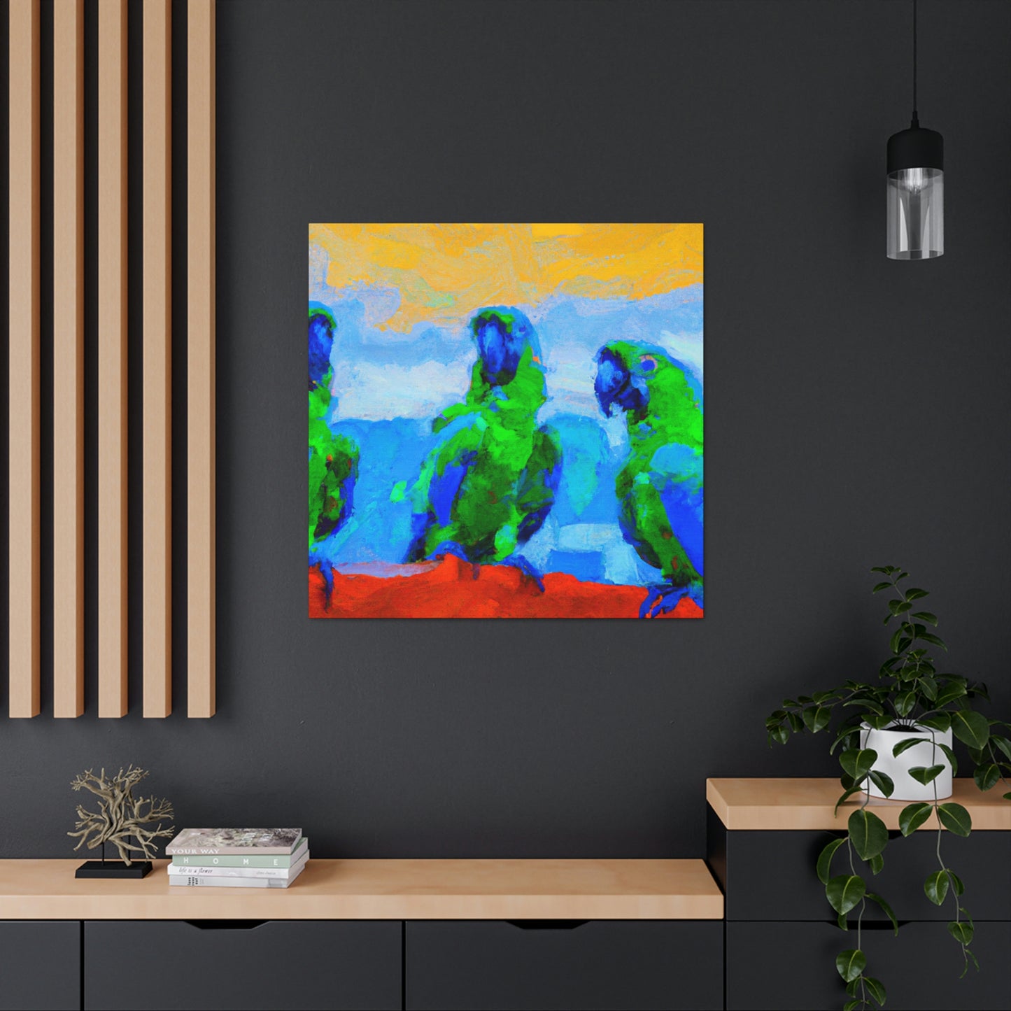 "Parrots Tinged with Passion" - Canvas