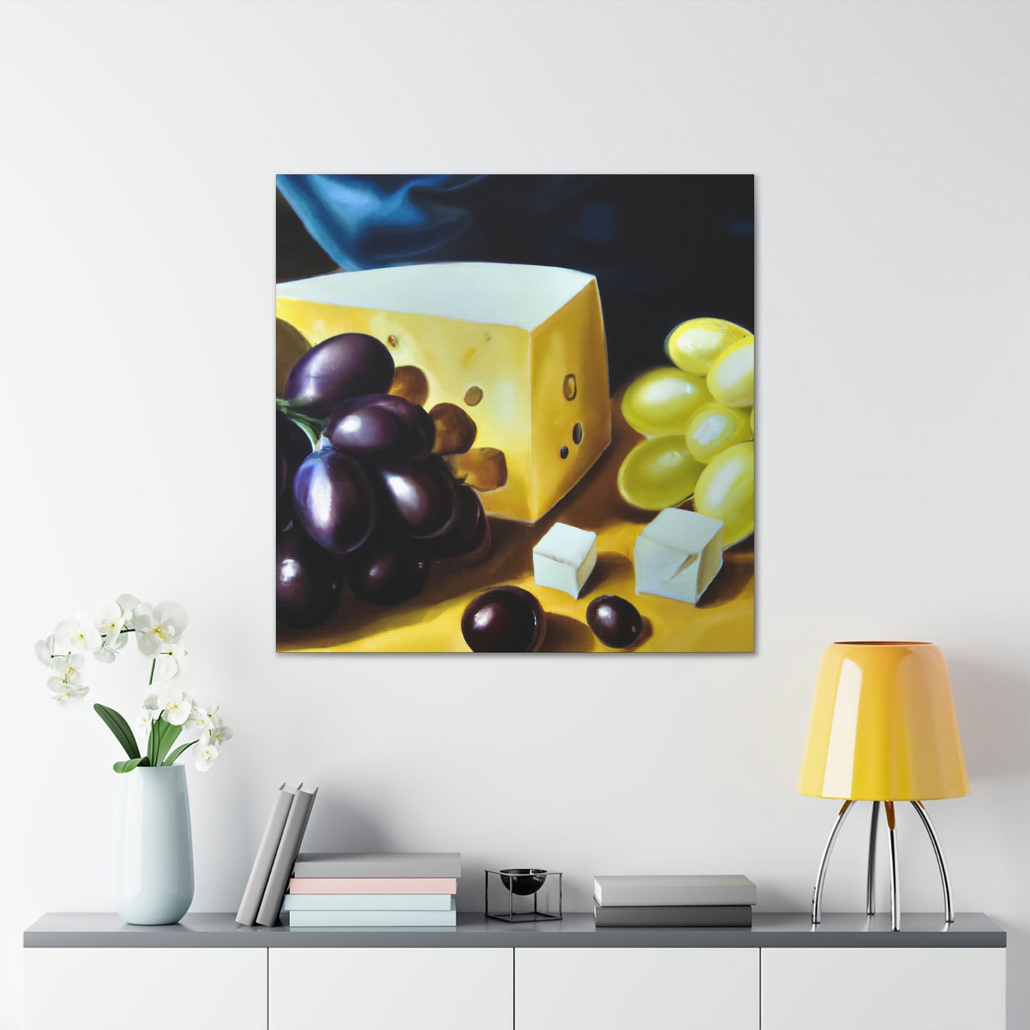 Cheese and Grapes Tapestry - Canvas