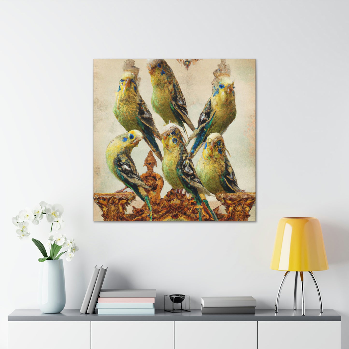 "Budgies in Baroque" - Canvas