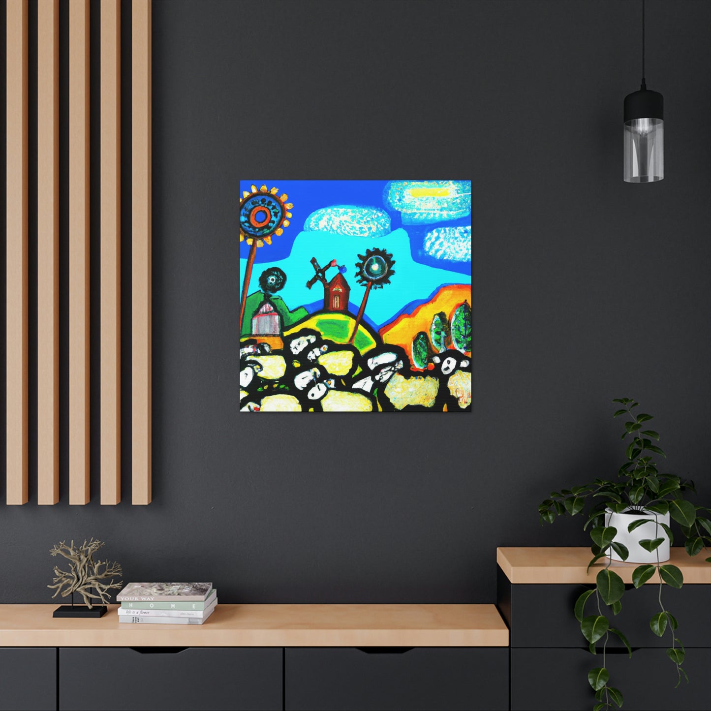 Sheep in Pastoral Scene - Canvas