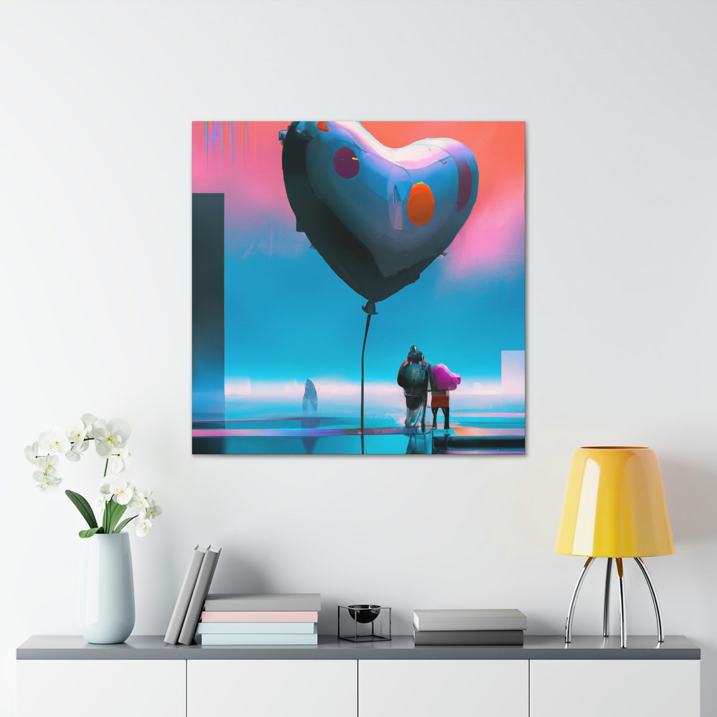 "Heart Balloon Ascension" - Canvas