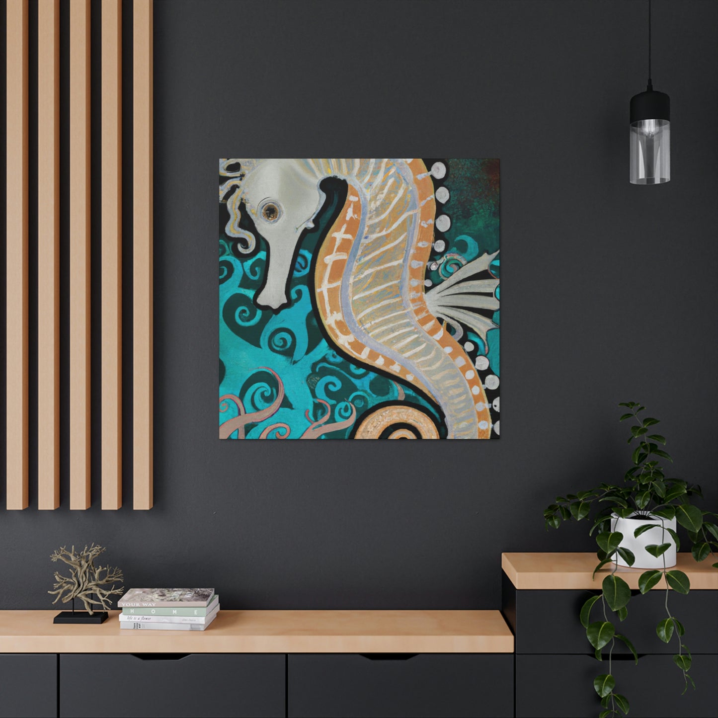 "Seahorse Art Deco Dream" - Canvas