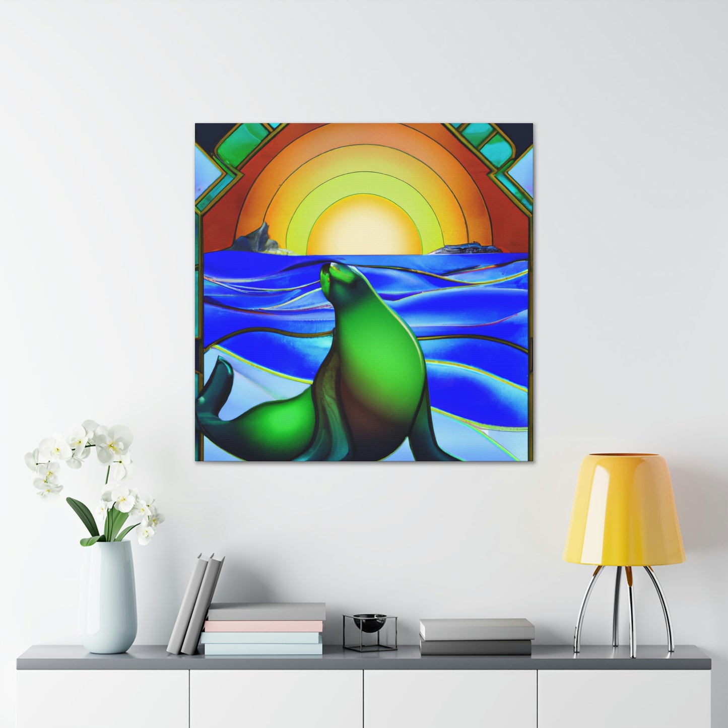 "Serene Sea Lion Sleek" - Canvas