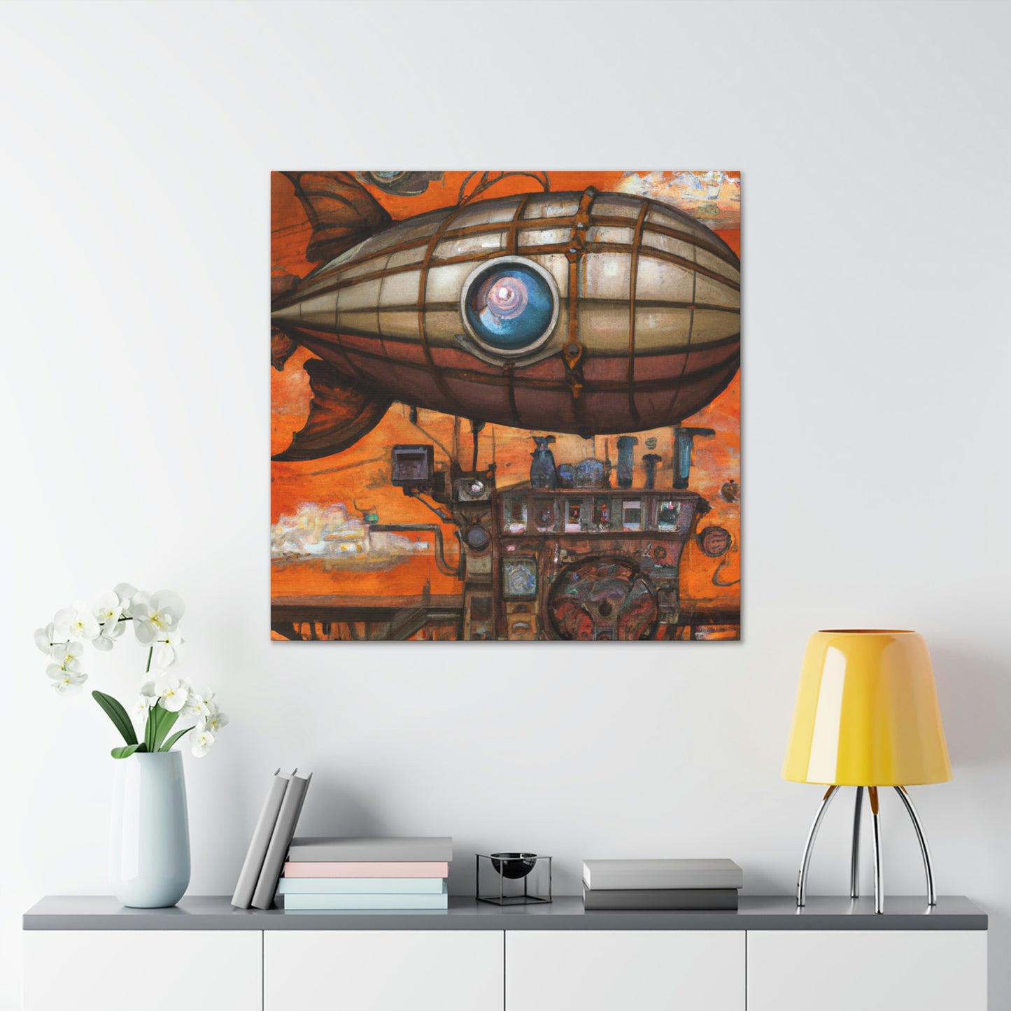 "Steampunk Blimp Descends" - Canvas