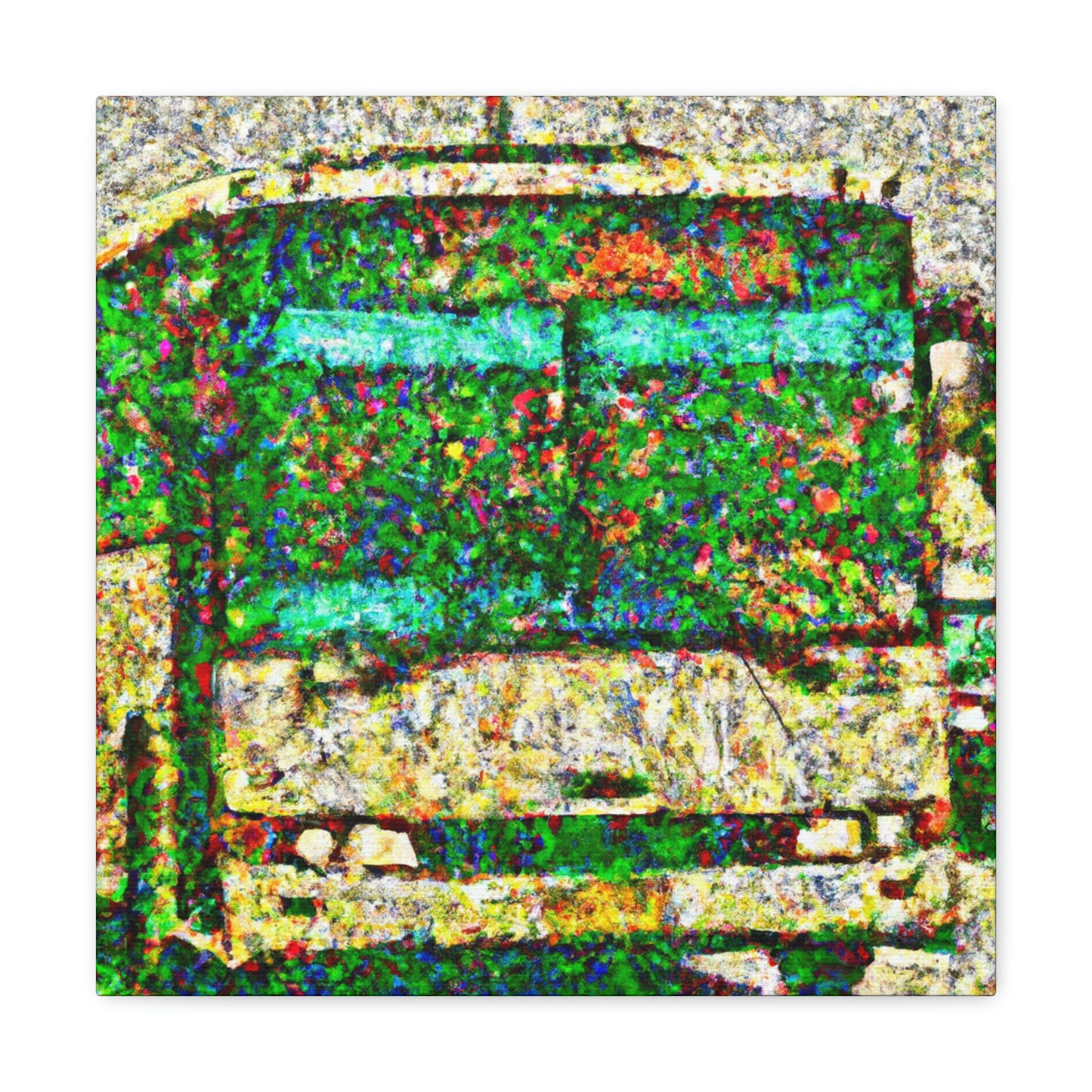 Bus in Pointillism - Canvas