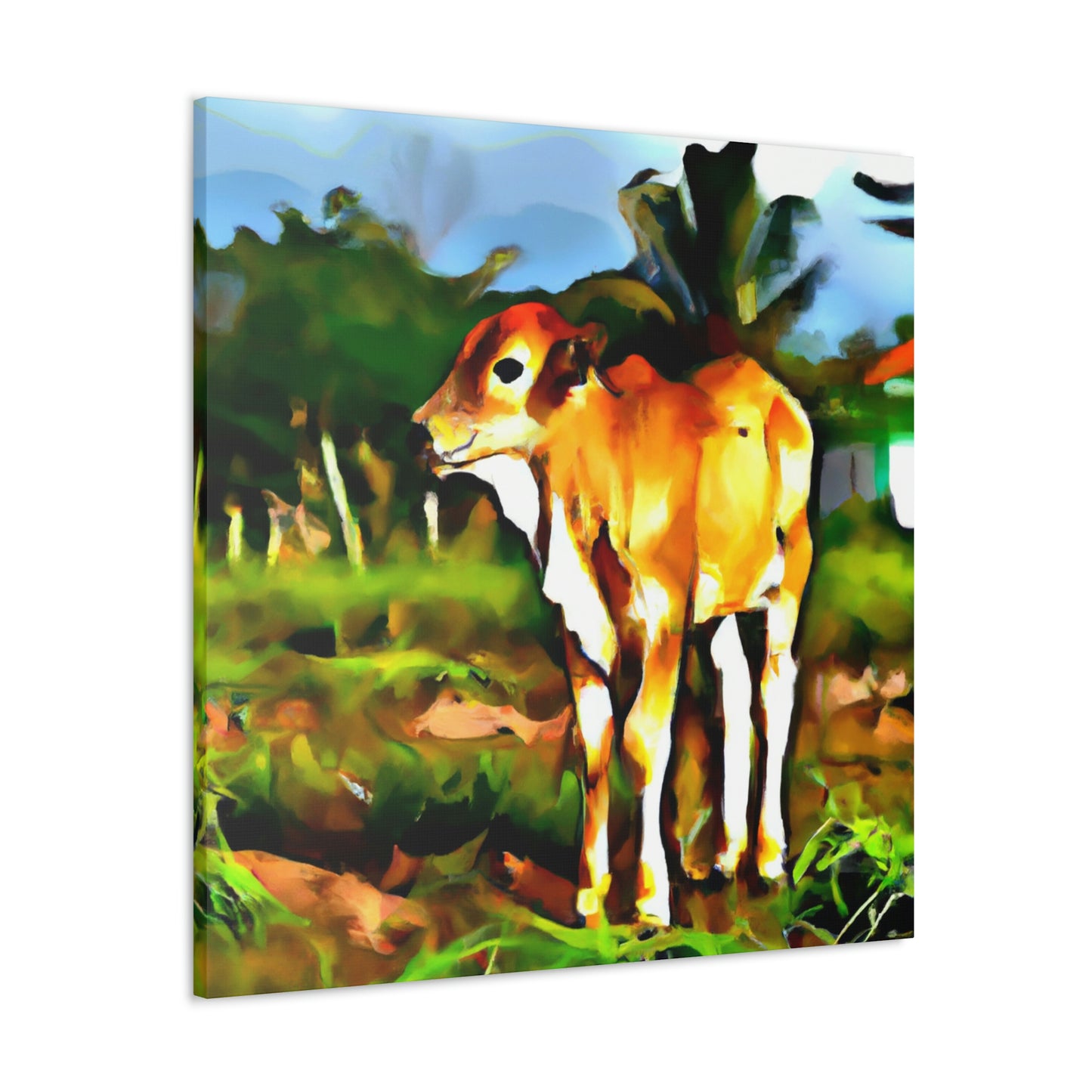 Calf in Neon Glory - Canvas