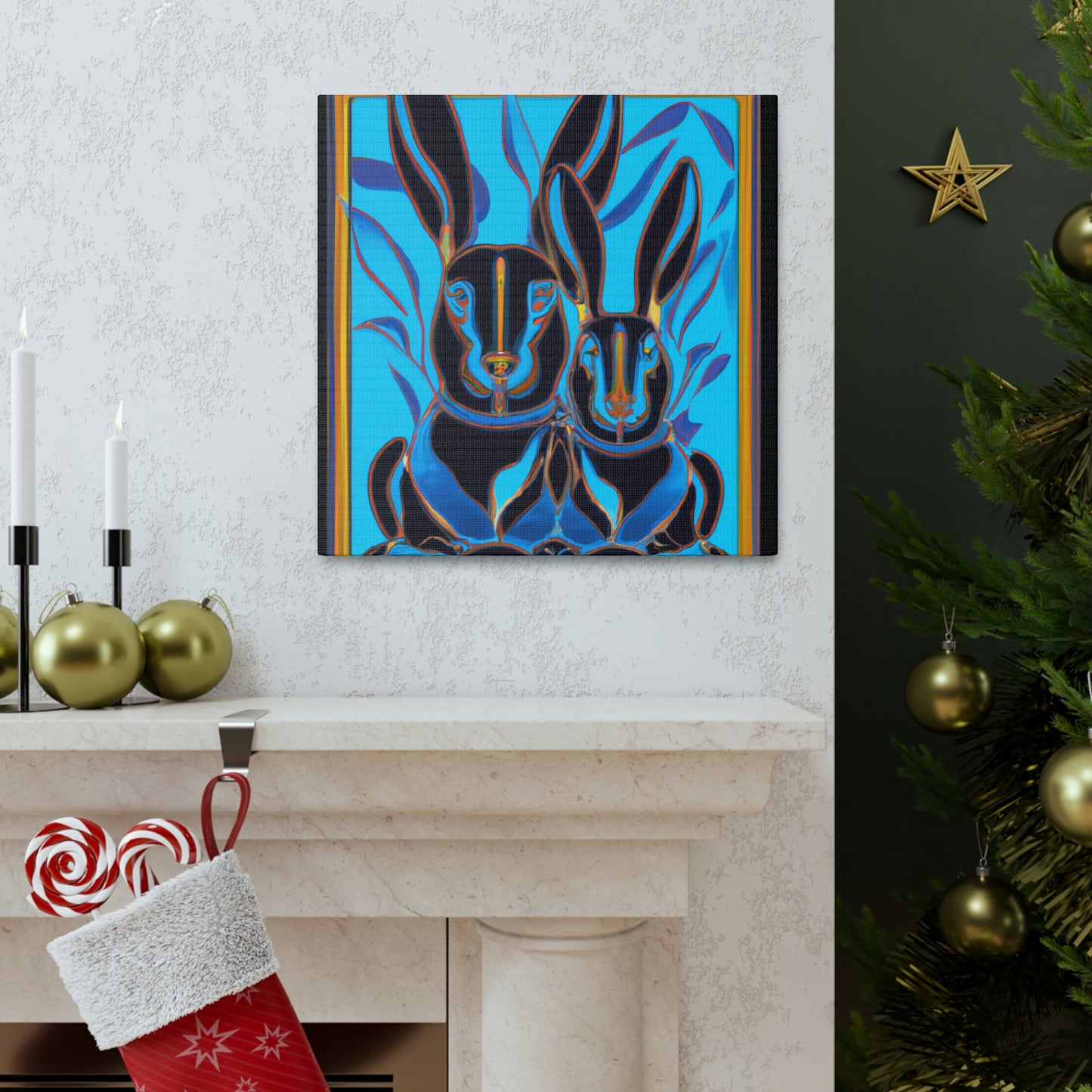 "Rabbits in Deco Land" - Canvas