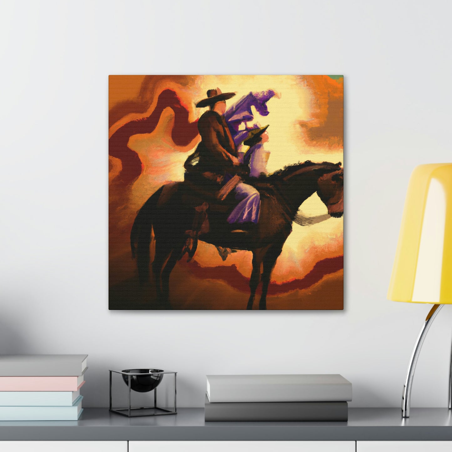 "Cowboy on Horseback Ride" - Canvas