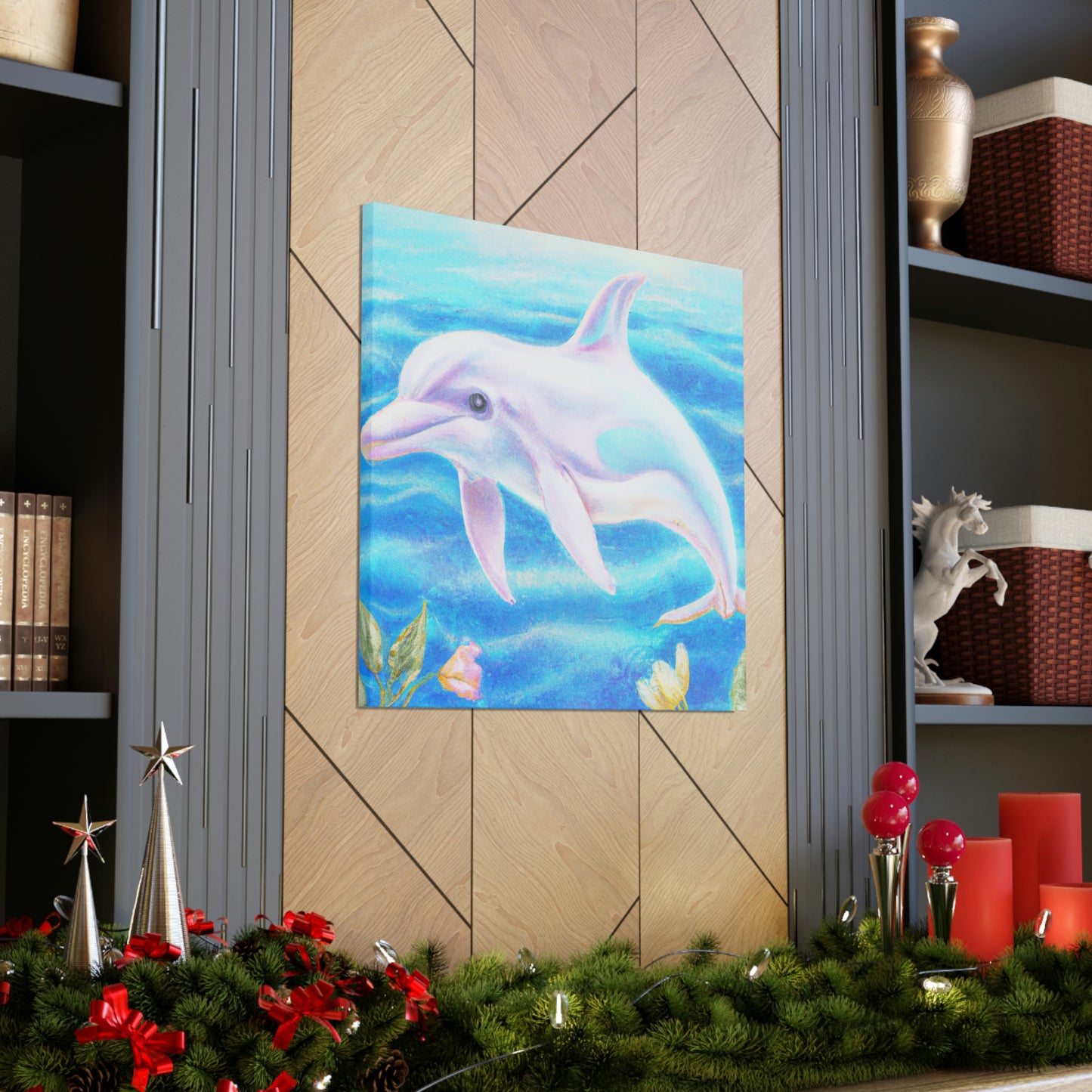 "Dolphins in Aquamarine Seas" - Canvas