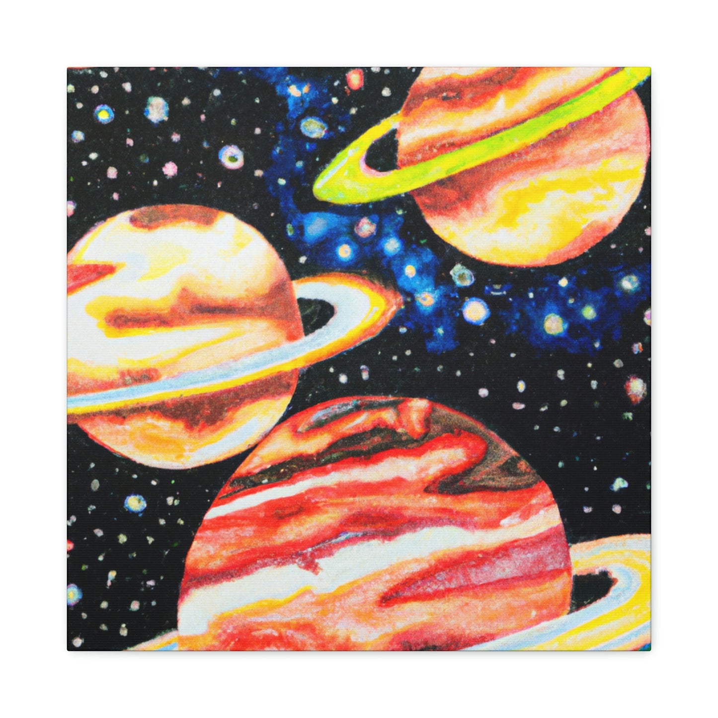 Planets in Pointillism - Canvas