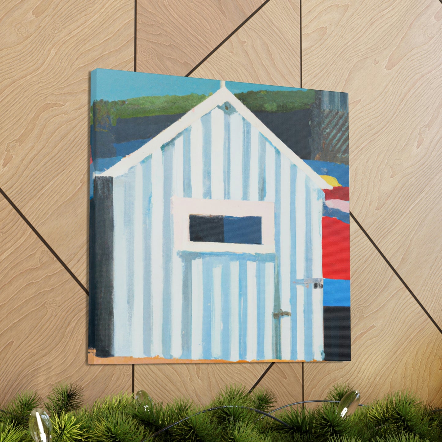 "Beach Hut Majesty 1940s" - Canvas