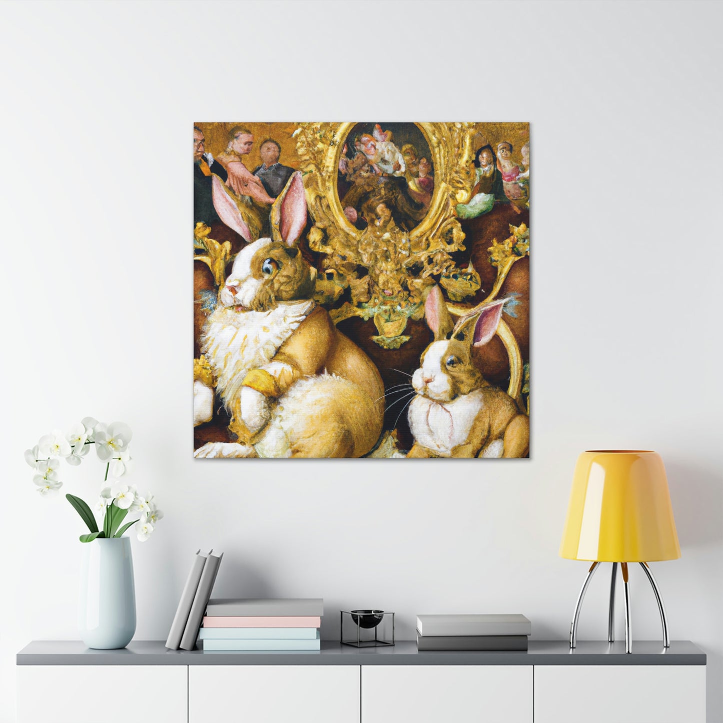 "Rabbits in Baroque Splendor" - Canvas