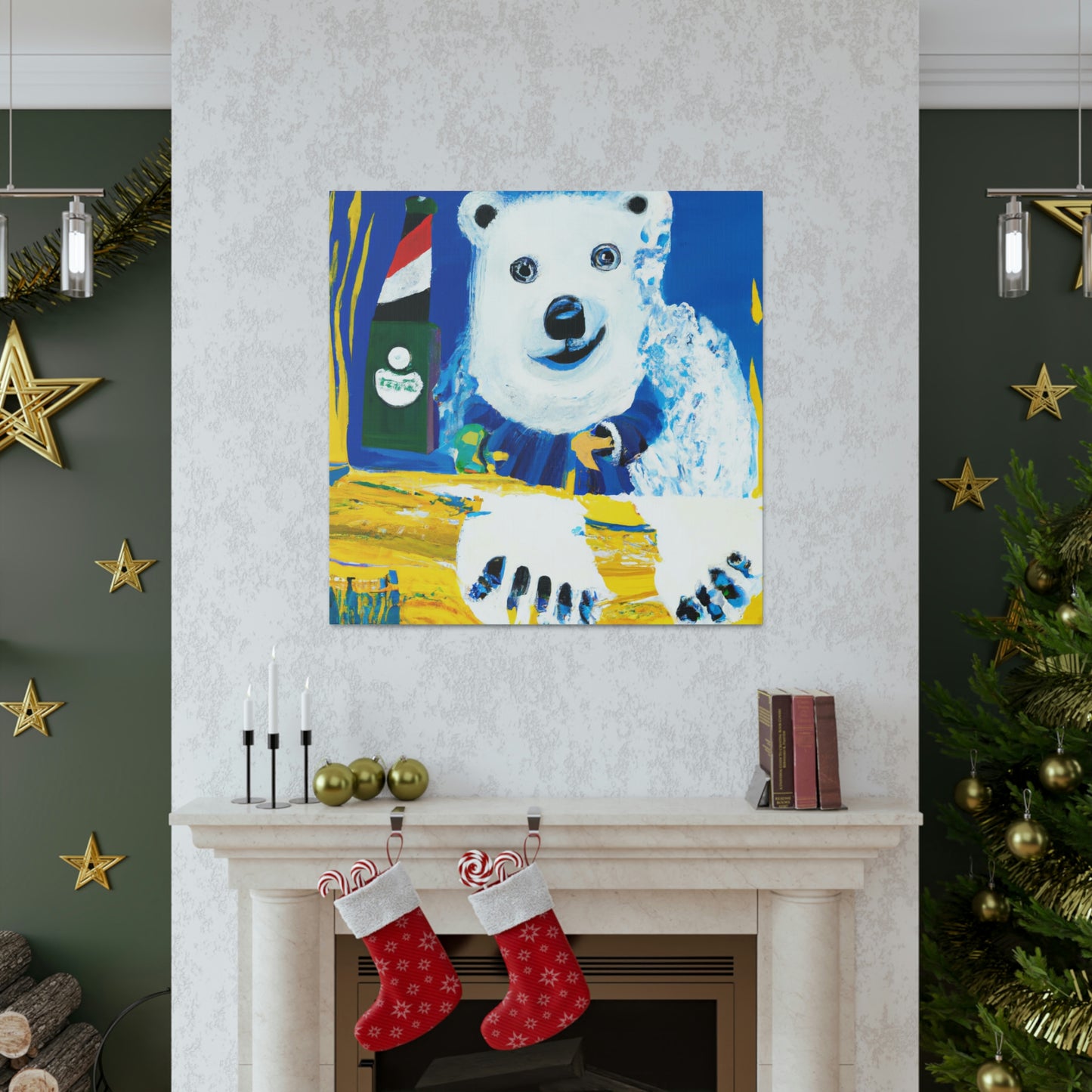 Polar Bear Reflection. - Canvas