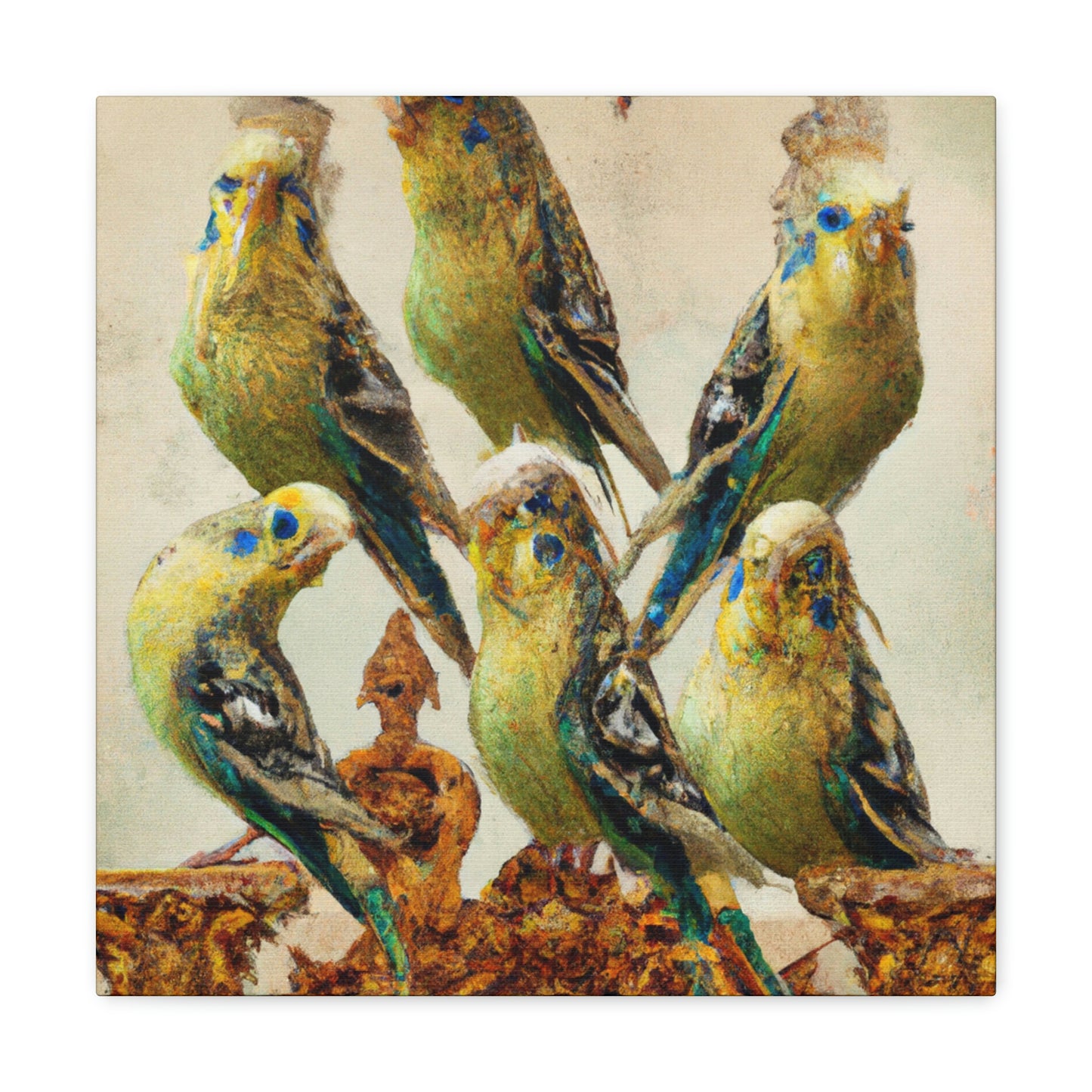 "Budgies in Baroque" - Canvas