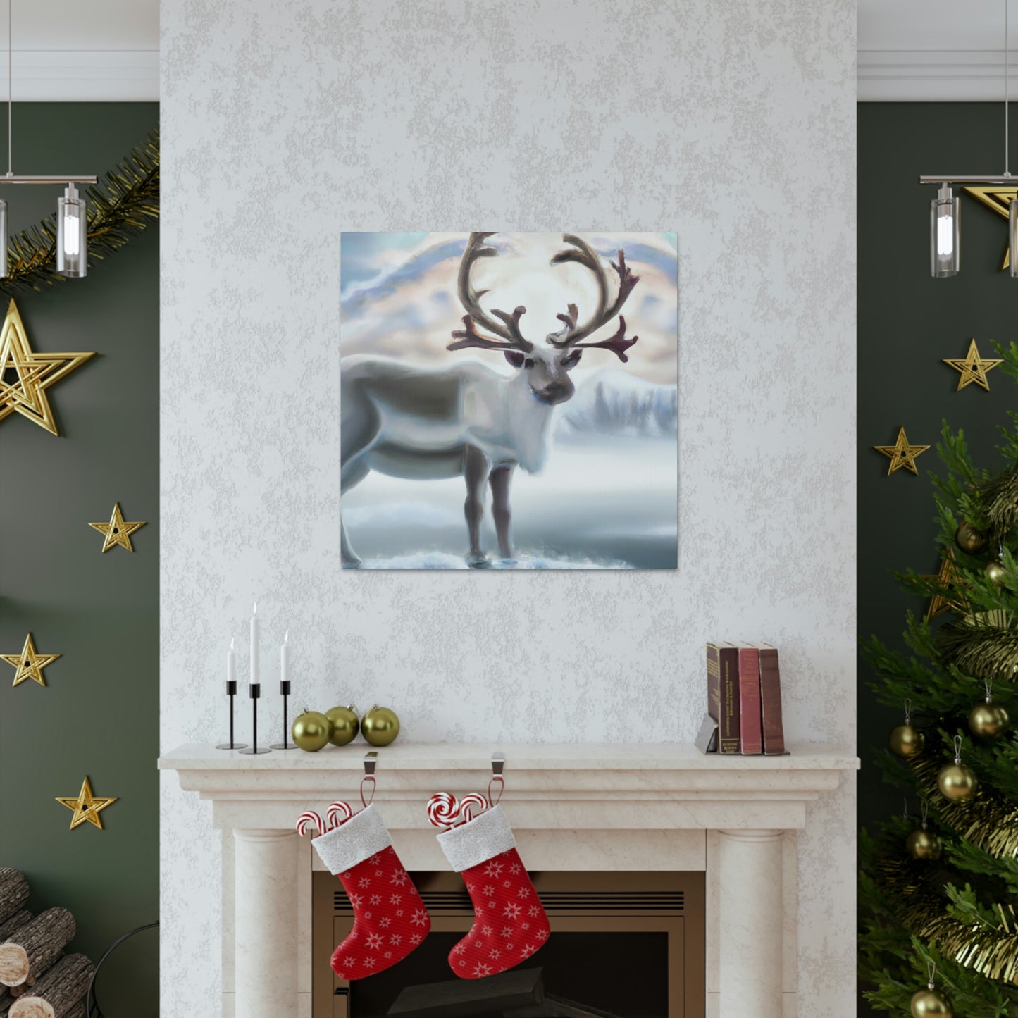 Reindeer in Moonlight - Canvas