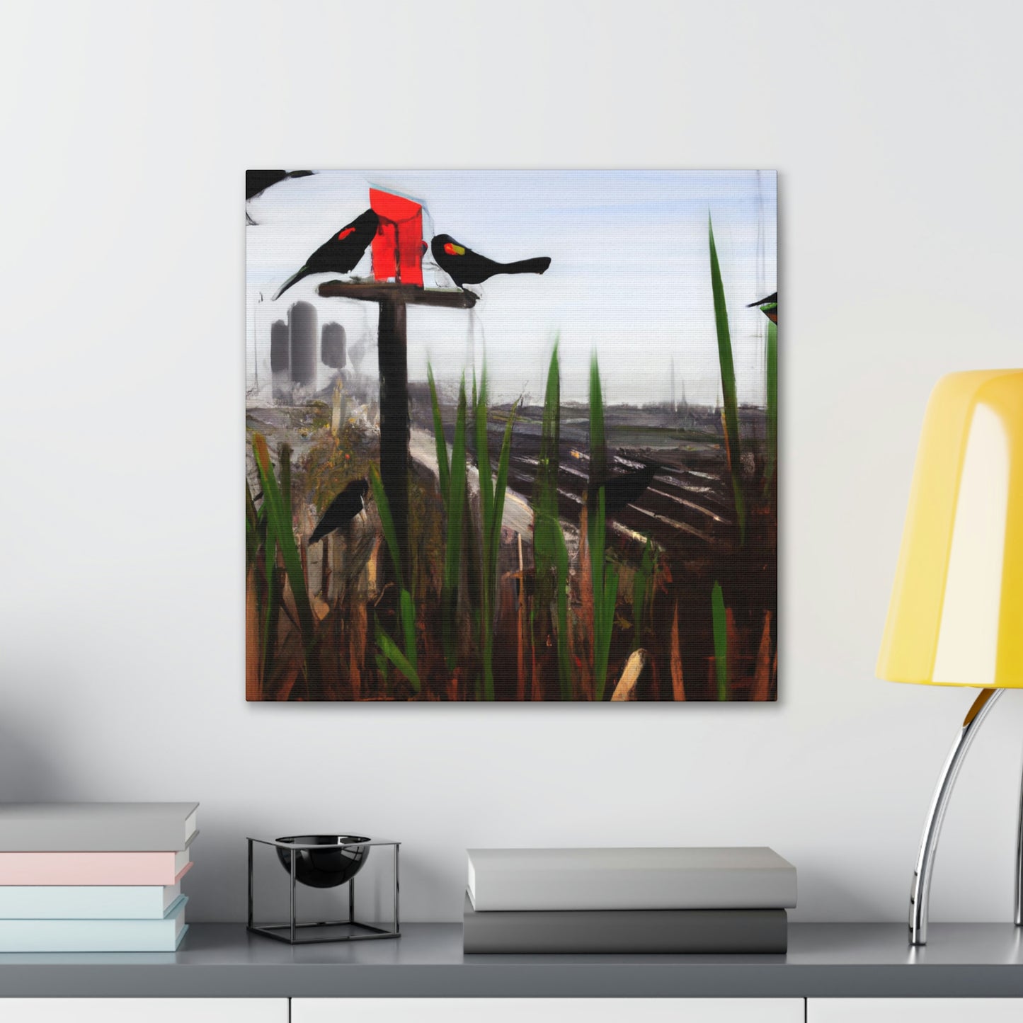 "Red-Winged Art Deco" - Canvas