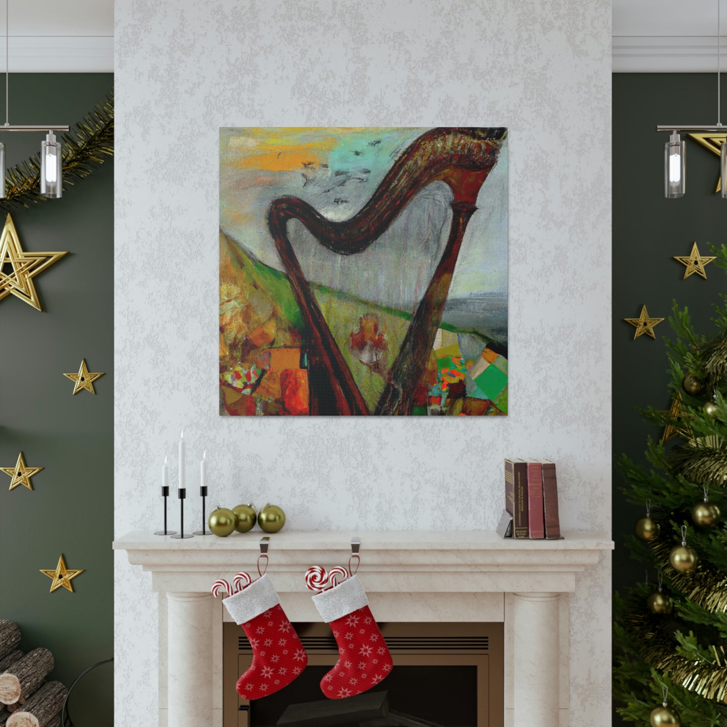 "Harp in Harmonious Colors" - Canvas