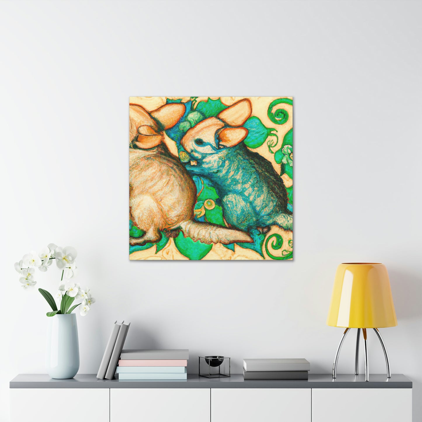 Chinchillas in Bloom - Canvas