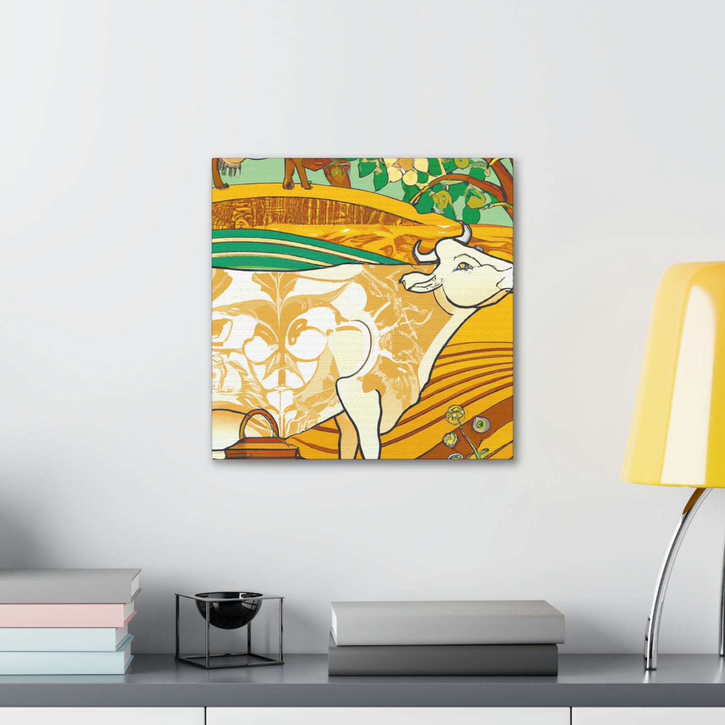 Mooing in Moonlight. - Canvas