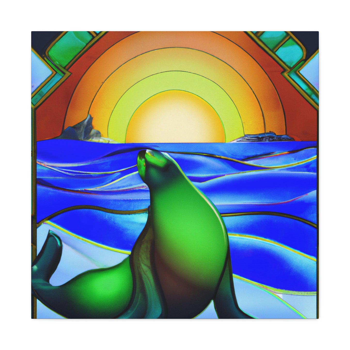 "Serene Sea Lion Sleek" - Canvas