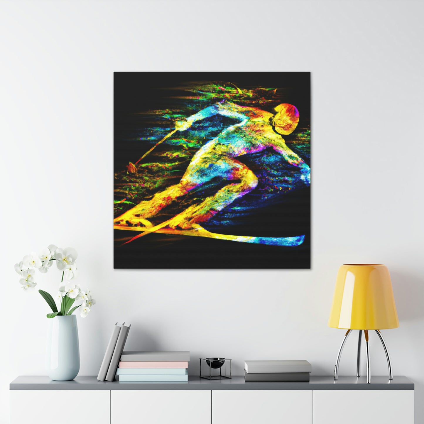 Swishing Through Snowy Slopes - Canvas