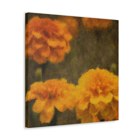 "Marigolds in Digital Embrace" - Canvas