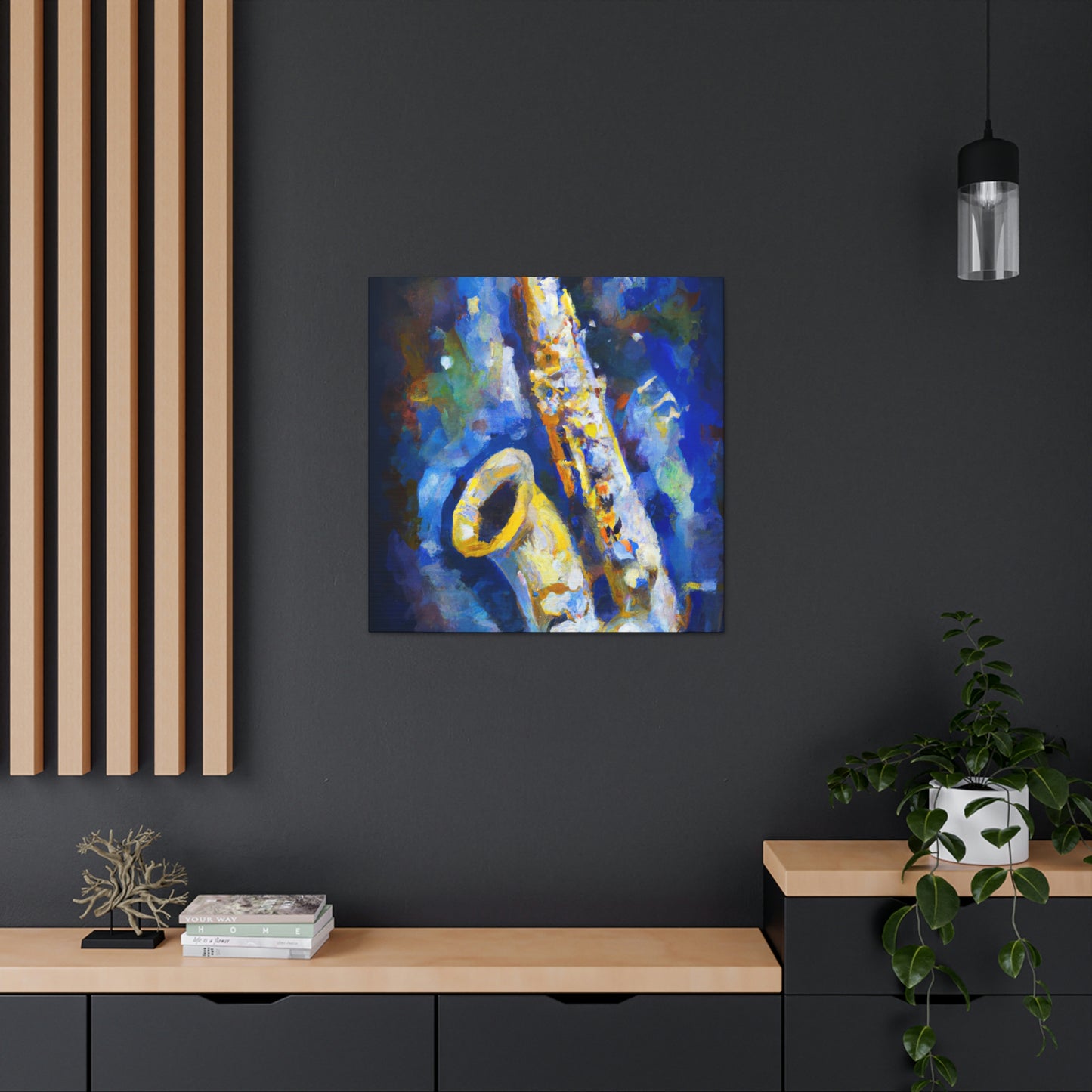 "Sax on Blue Canvas" - Canvas