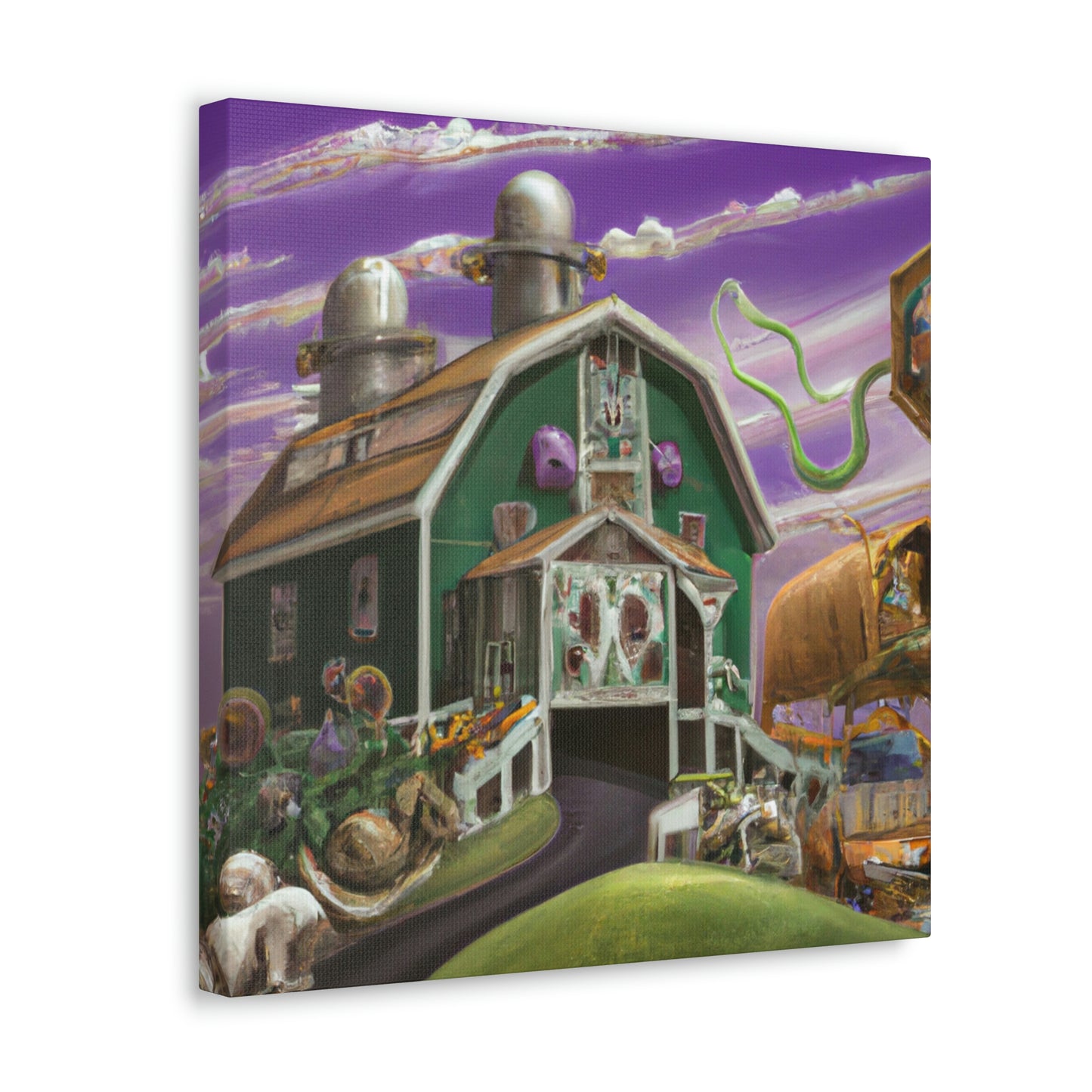 "Barn at Twilight Dreamscape" - Canvas