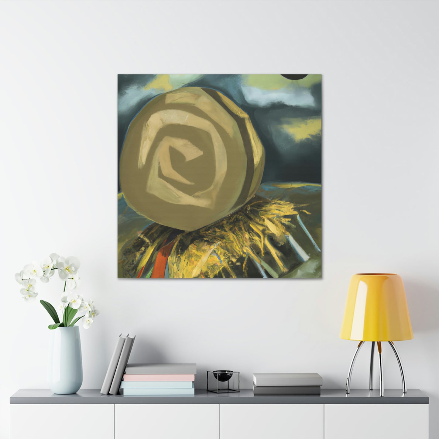 "Hay Bales in Moonlight" - Canvas