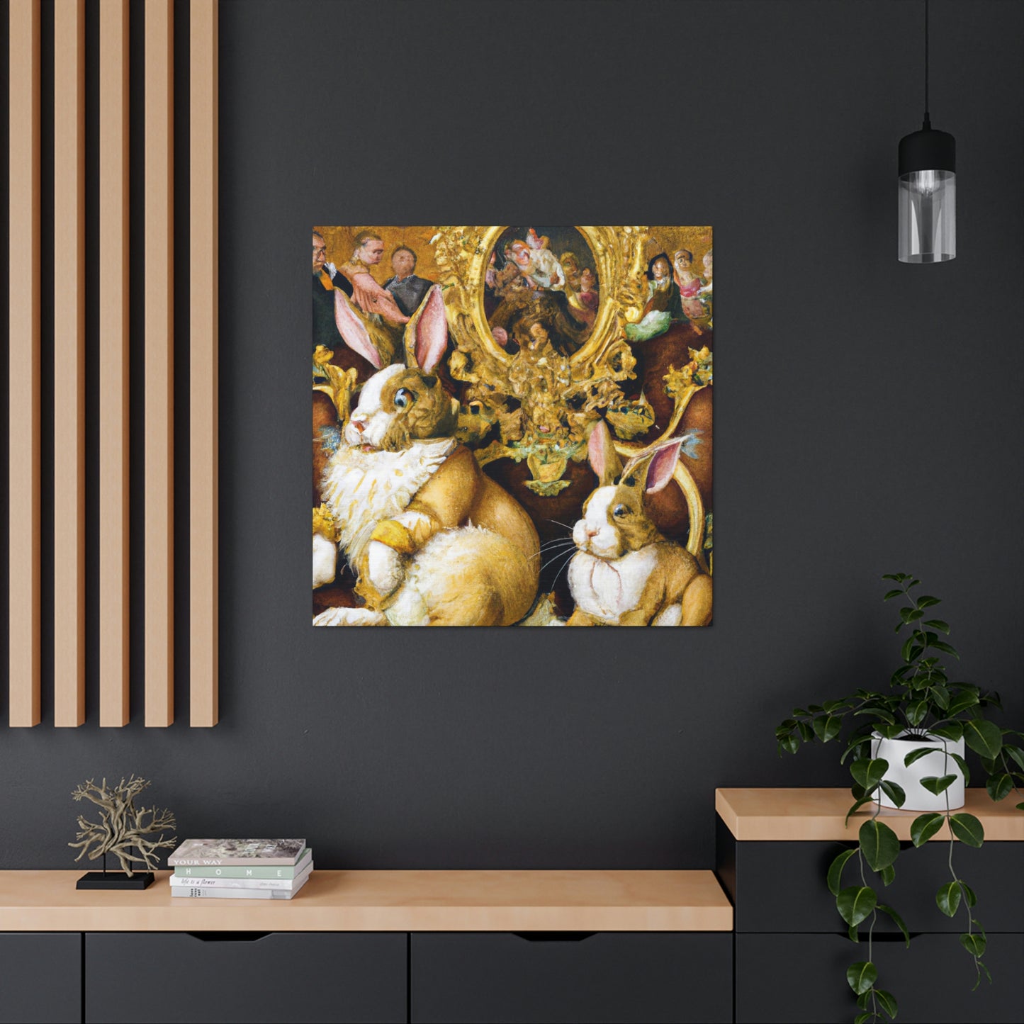 "Rabbits in Baroque Splendor" - Canvas