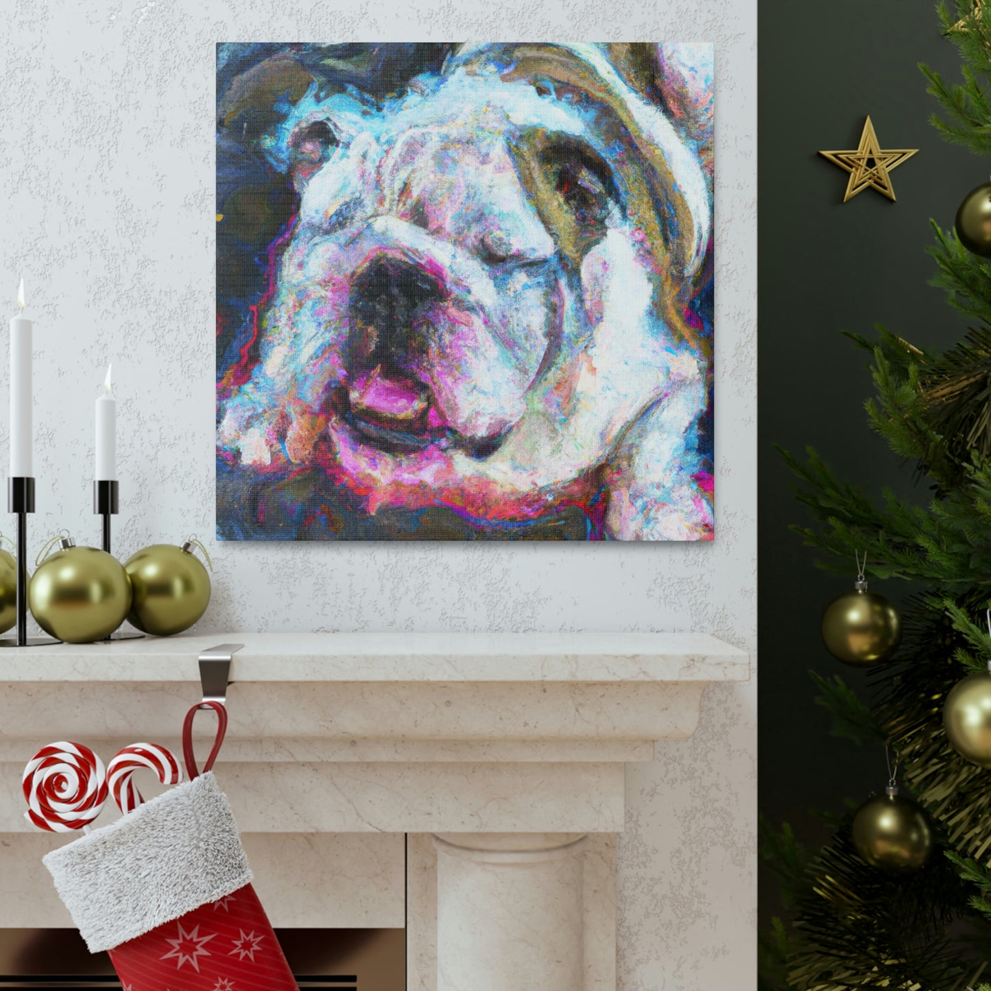 "English Bulldog Slumbering" - Canvas