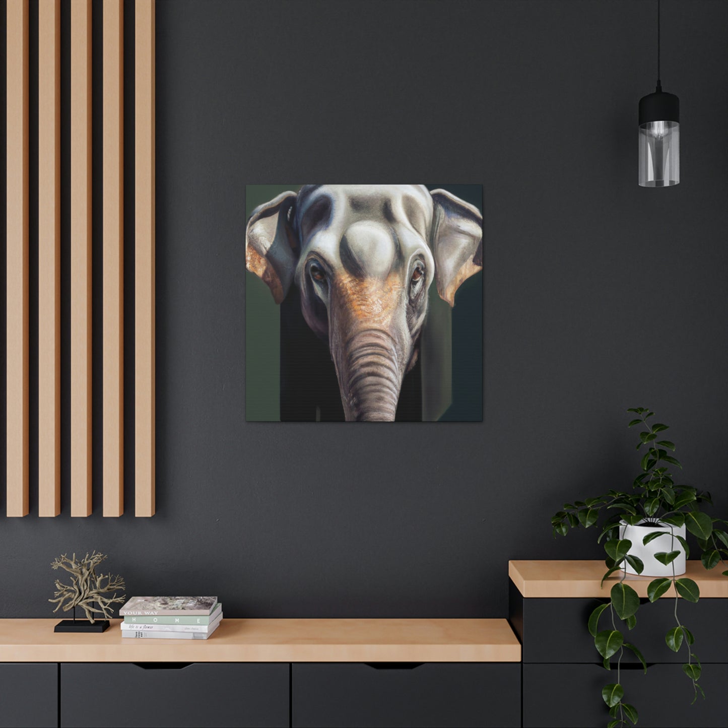 "Elephant in Monsoon Rain" - Canvas