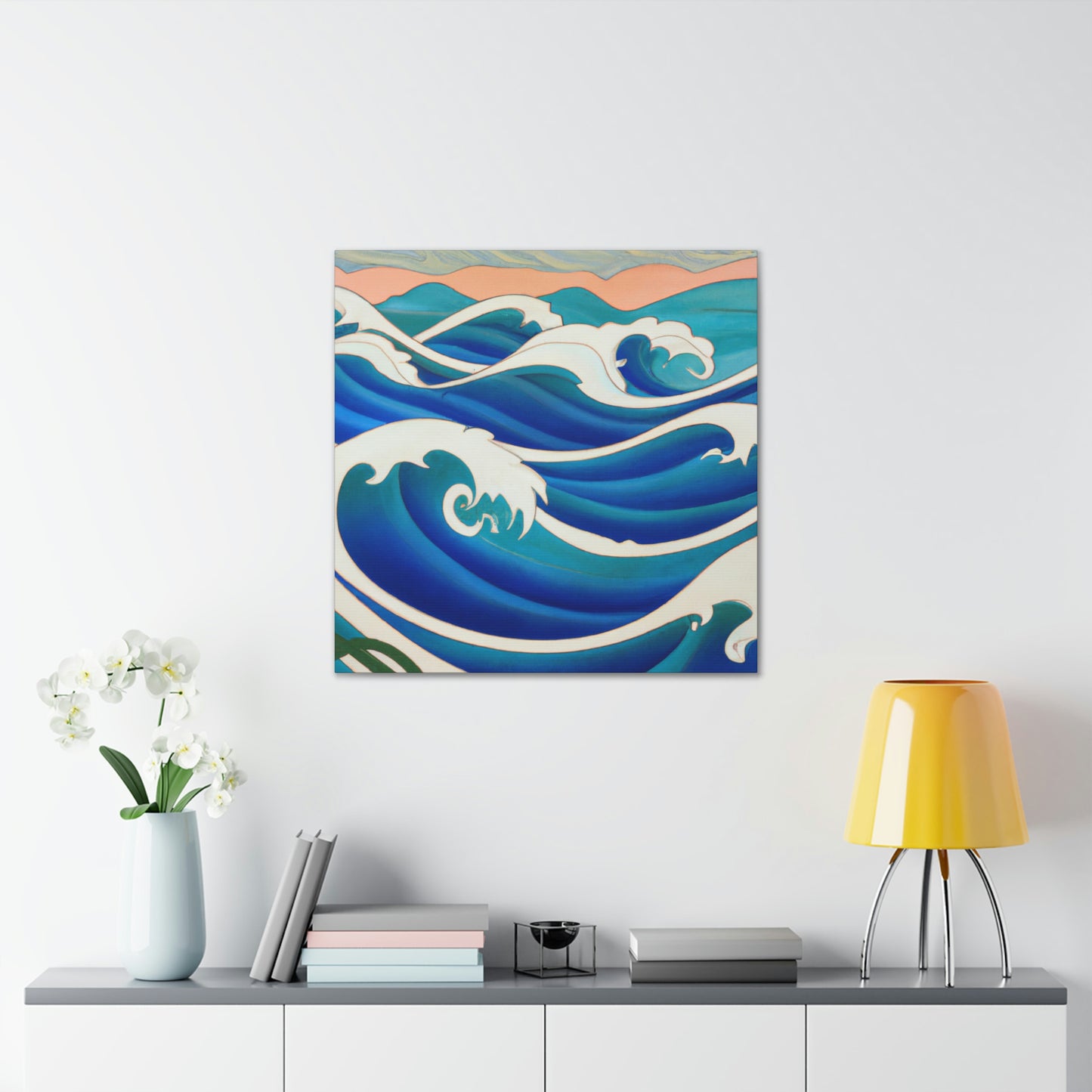 "Glimmering Ocean Fireworks" - Canvas