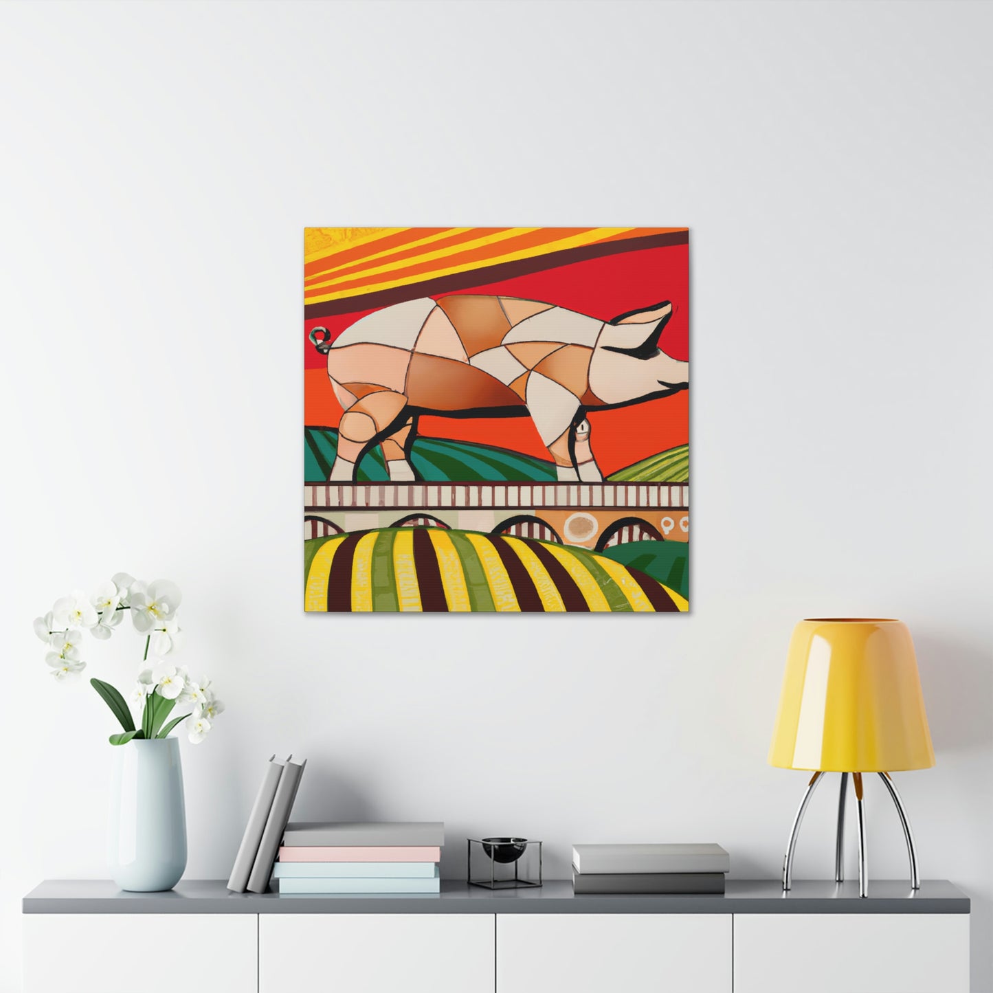 "Pig in Pinstripe Suits" - Canvas