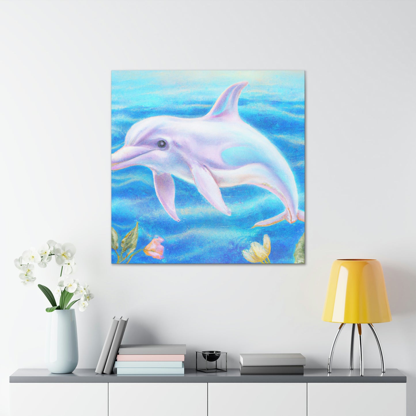 "Dolphins in Aquamarine Seas" - Canvas